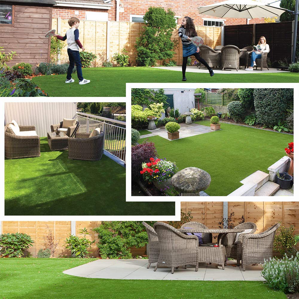 Petgrow Synthetic Artificial Grass Turf Lawn 15 x 30ft, 1.38" Outdoor/Indoor Fake Grass Rug Astroturf for Dogs,Faux Grass Rug with Drainage Holes/Custom Size Provided