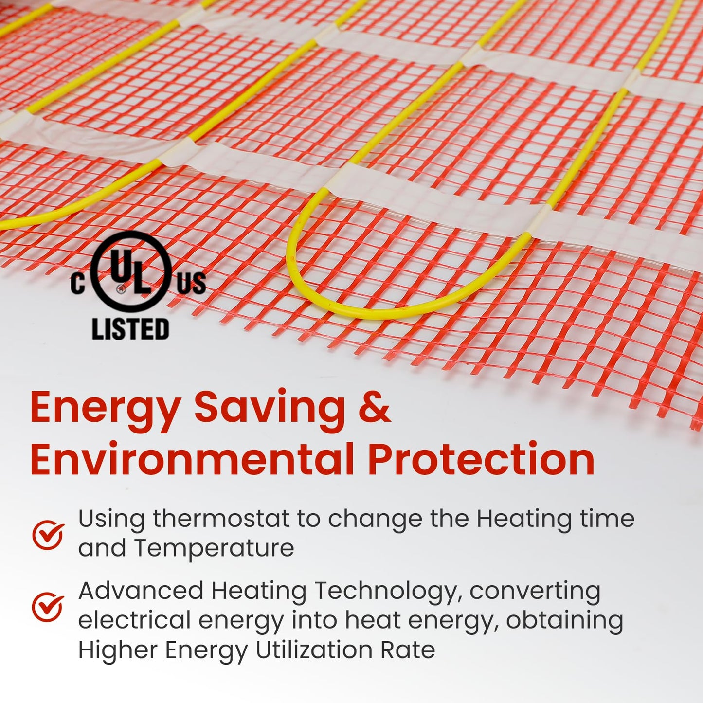 90 sqft HEATIT Warmmat Electric Radiant Self-adhesive Floor Heat Heating System & ET-7AW Thermostat & Alarm Monitor