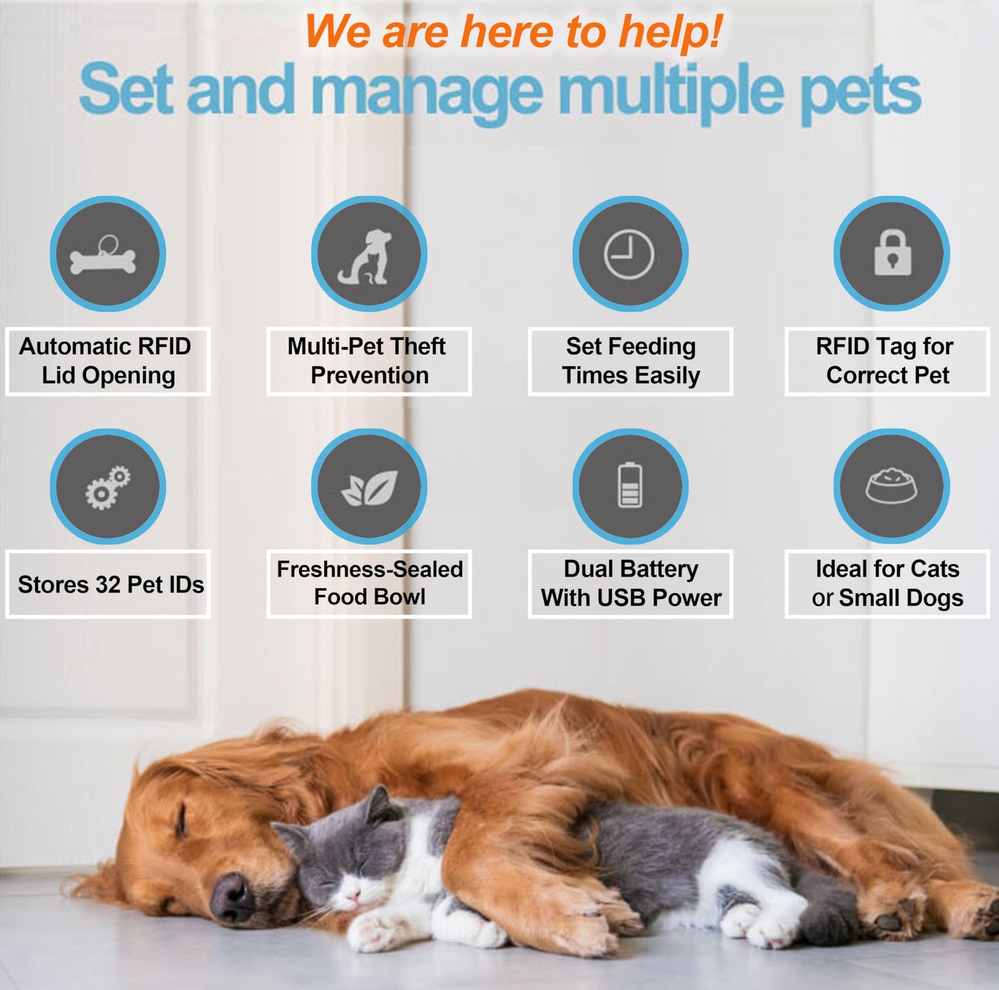 Furrify Automatic Pet Feeder with Active RFID Technology, Dual Source Battery/USB - Prevents Food Stealing, Perfect for Prescription Diets, Schedules Meals for Multiple Pets (Cats & Dogs) (White)