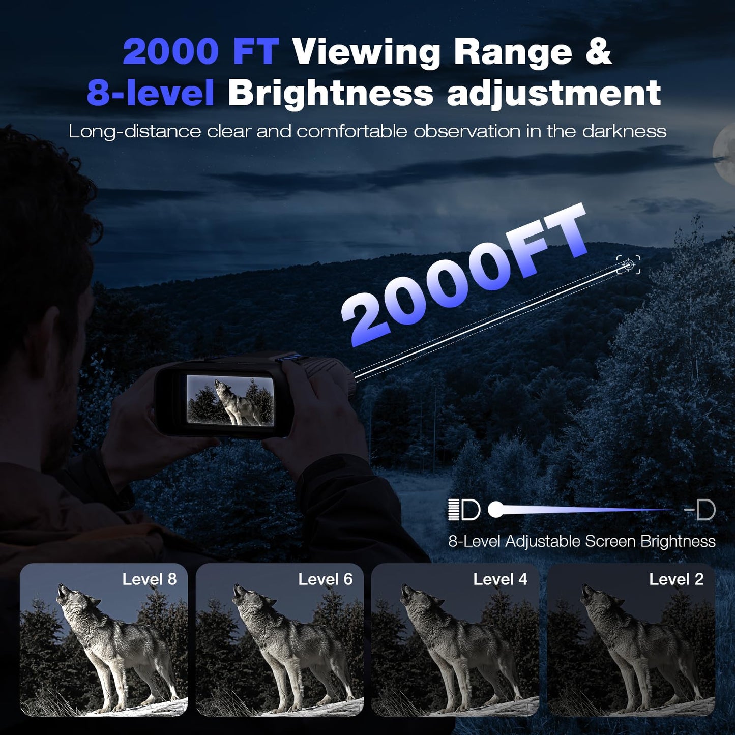 Night Vision Goggles, 4K Night Vision Binoculars, 3' Large Screen Infrared Binoculars with 5000mAH, 8X Digital Zoom Night Vision External Flashlight for Camping - Black