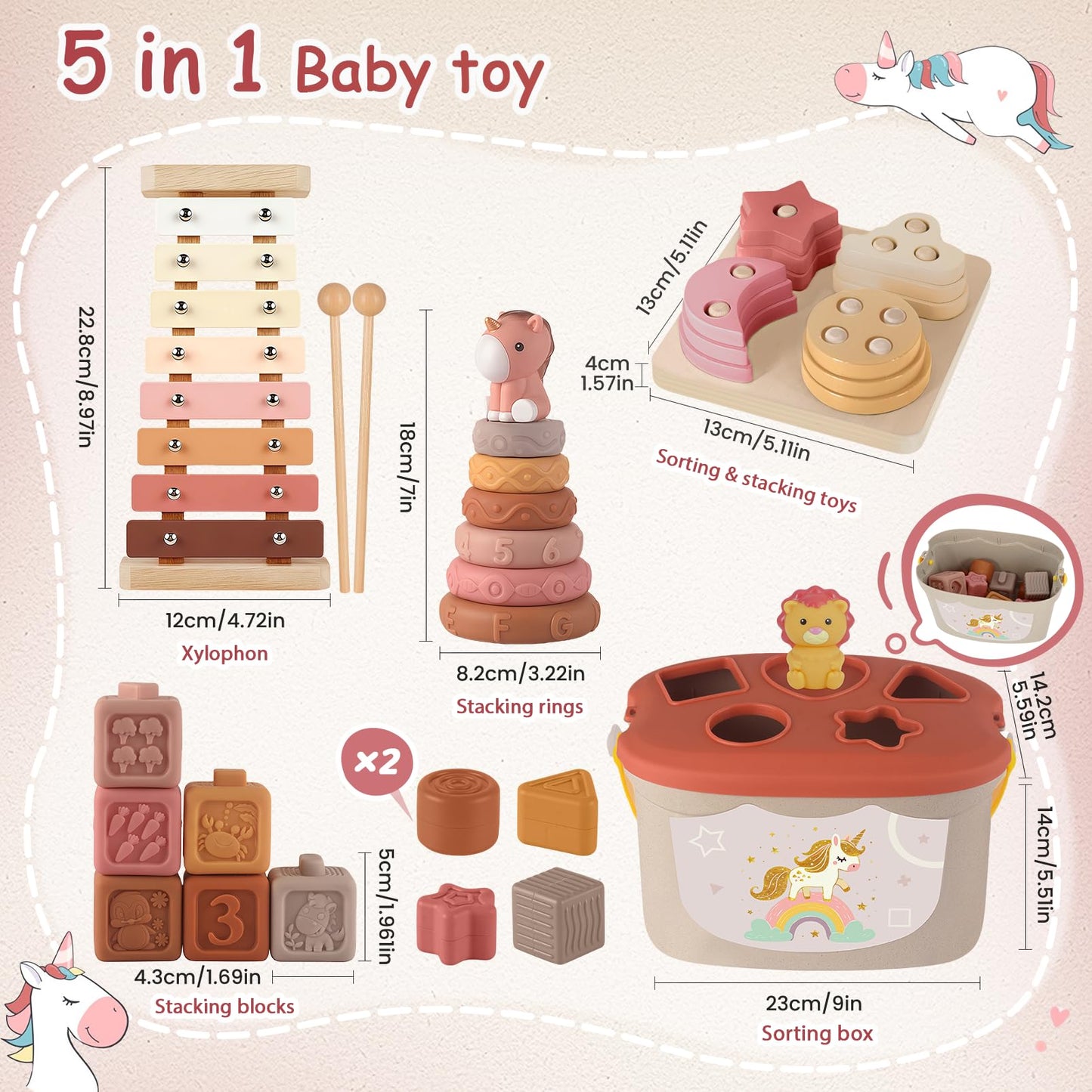 Montessori Toys for 6-12 Months, Baby Toys 6-12-18 Months with Montessori Baby Blocks Toy, Shape Sorting Baby Development Toys for 6+ Month Girls Boys Birthday Chiristmas Gifts
