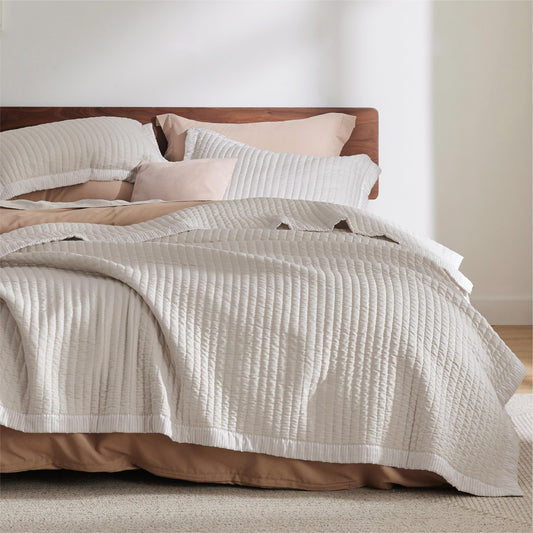 Bedsure Quilts Queen Size - Queen Quilt Bedding Set Bedspread Coverlet Comforter, Lightweight Corduroy Pattern Bedspread, 3-Piece Set with 90"x96" Coverlet & 2 Pillow Shams, All-Season Soft Microfiber