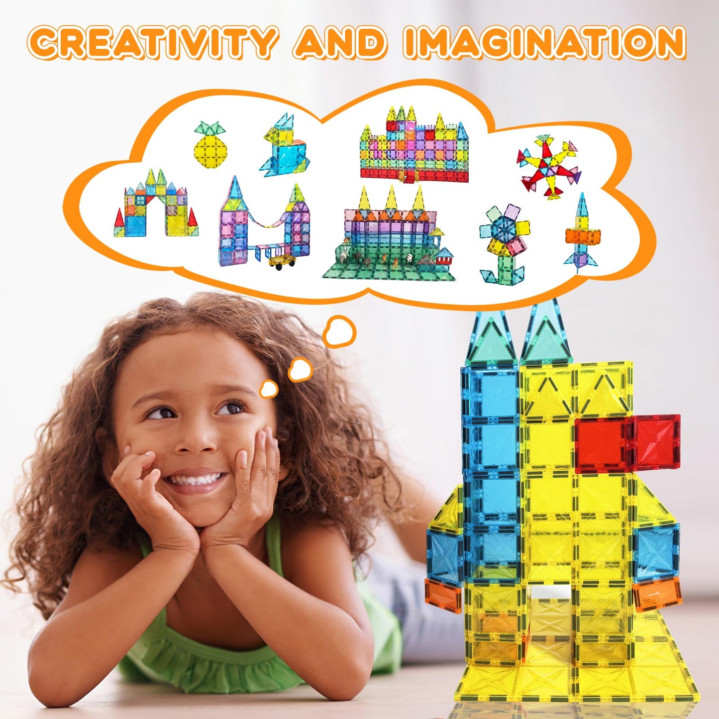 Paaxido Magnetic Tiles, 130PCS Magnetic Blocks Set with 2 Cars, 4D Diamond Magnet Building Blocks, STEM Preschool Educational Magnet Toys Gift for Kids, Boys and Girls 3 4 5 6 7 8+ Year Old