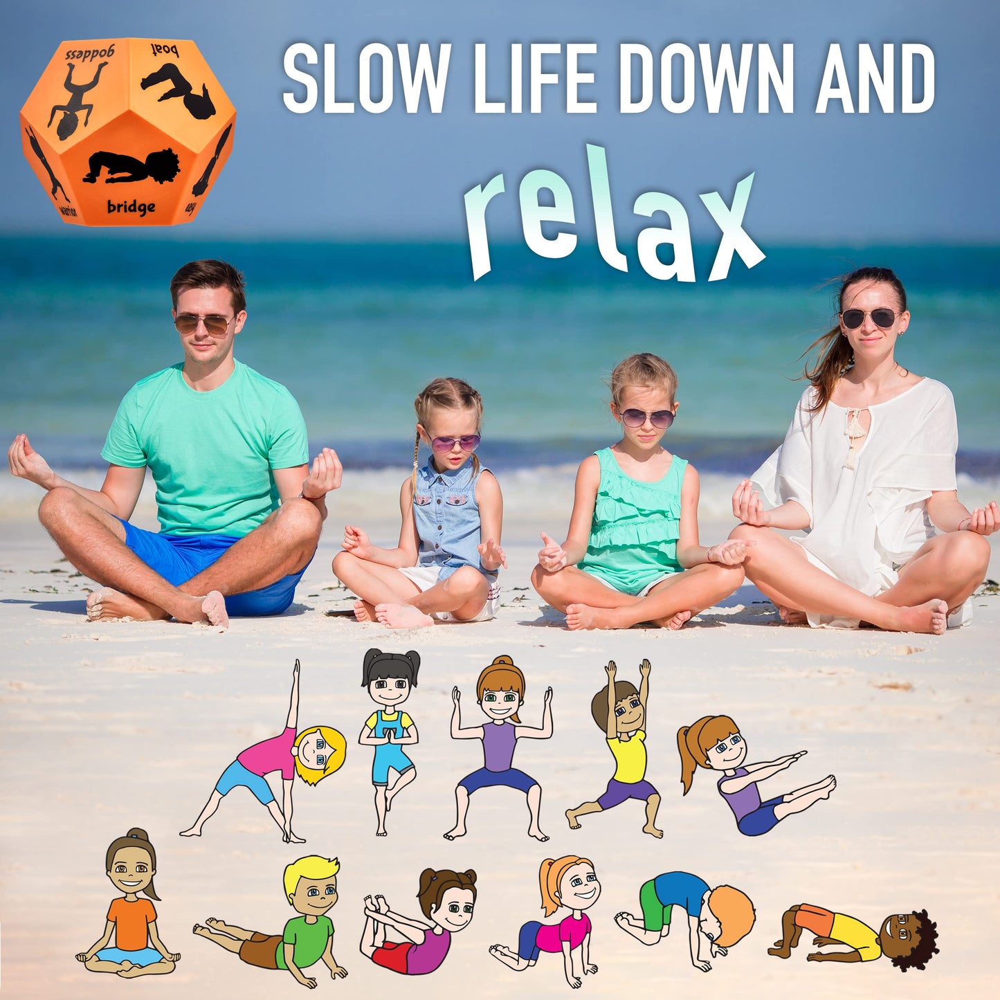 Covelico Kids 4 x Dice Bundle - Animal, Movement, Yoga & Actions. Plysical Education Equipment for Elementary School, Animal Games, Kids Yoga & Active Moves for Obstacle Courses