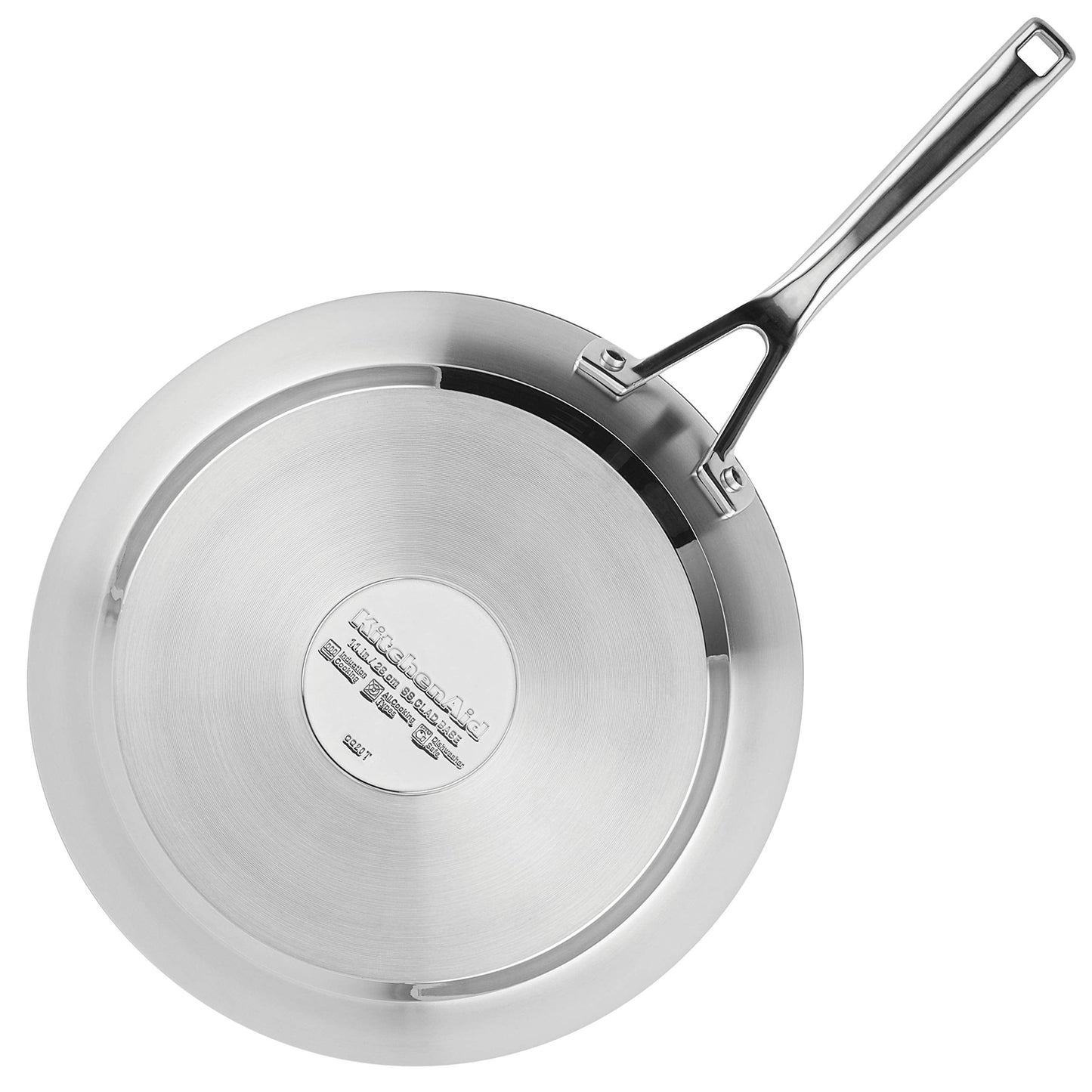 KitchenAid 3-Ply Base Brushed Stainless Steel Induction Pots and Pans Set with Nonstick Round Grill Pan and Lids, Dishwasher Safe, 10 Piece Cookware Set, Brushed Stainless Steel