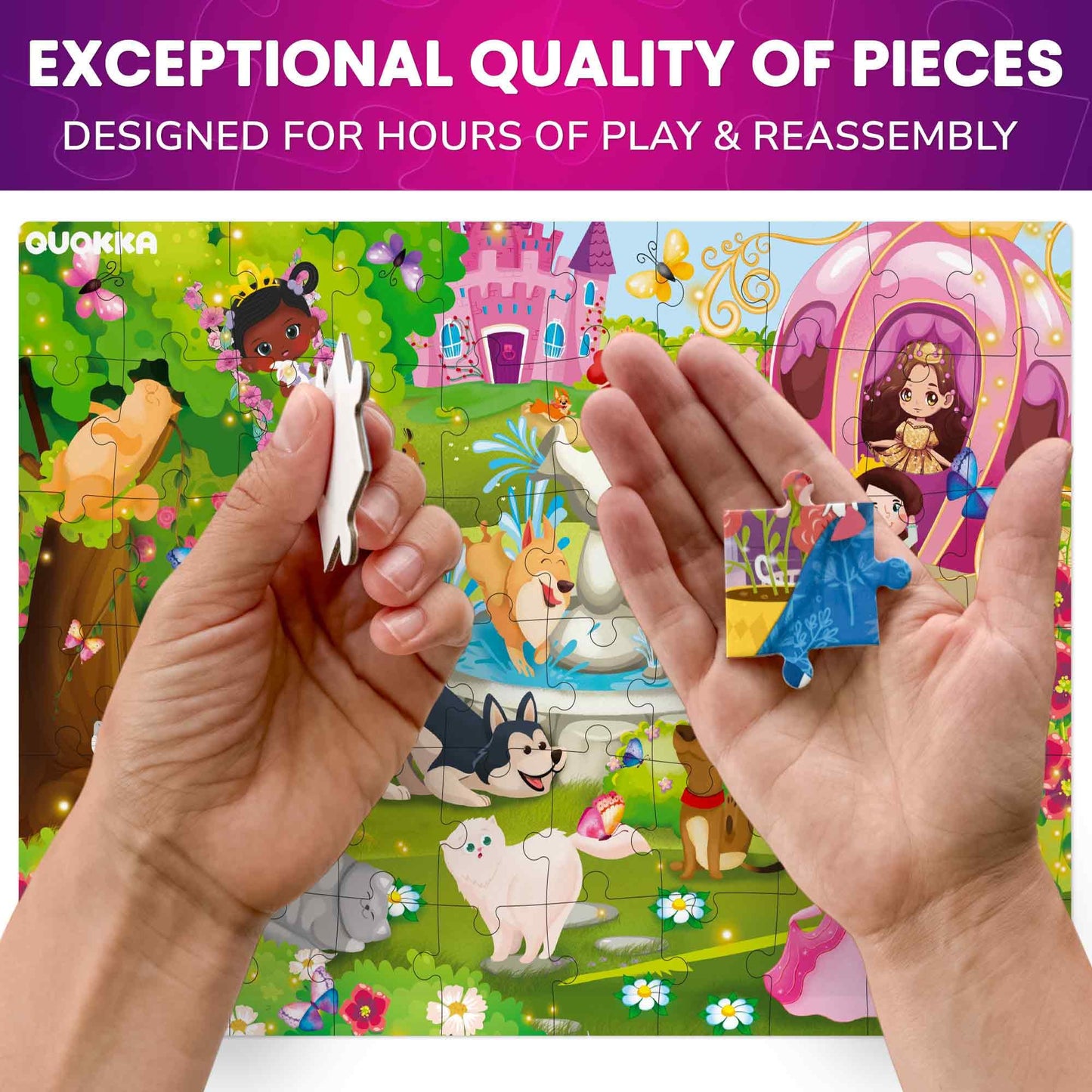 QUOKKA Puzzles for Kids Ages 4-6 - Set of 4x60 Jigsaw Puzzles for Toddlers 3-5 - Unicorn Princess Animals Toys for Children 6-8 yo - Gift Educational Game for Boys & Girls