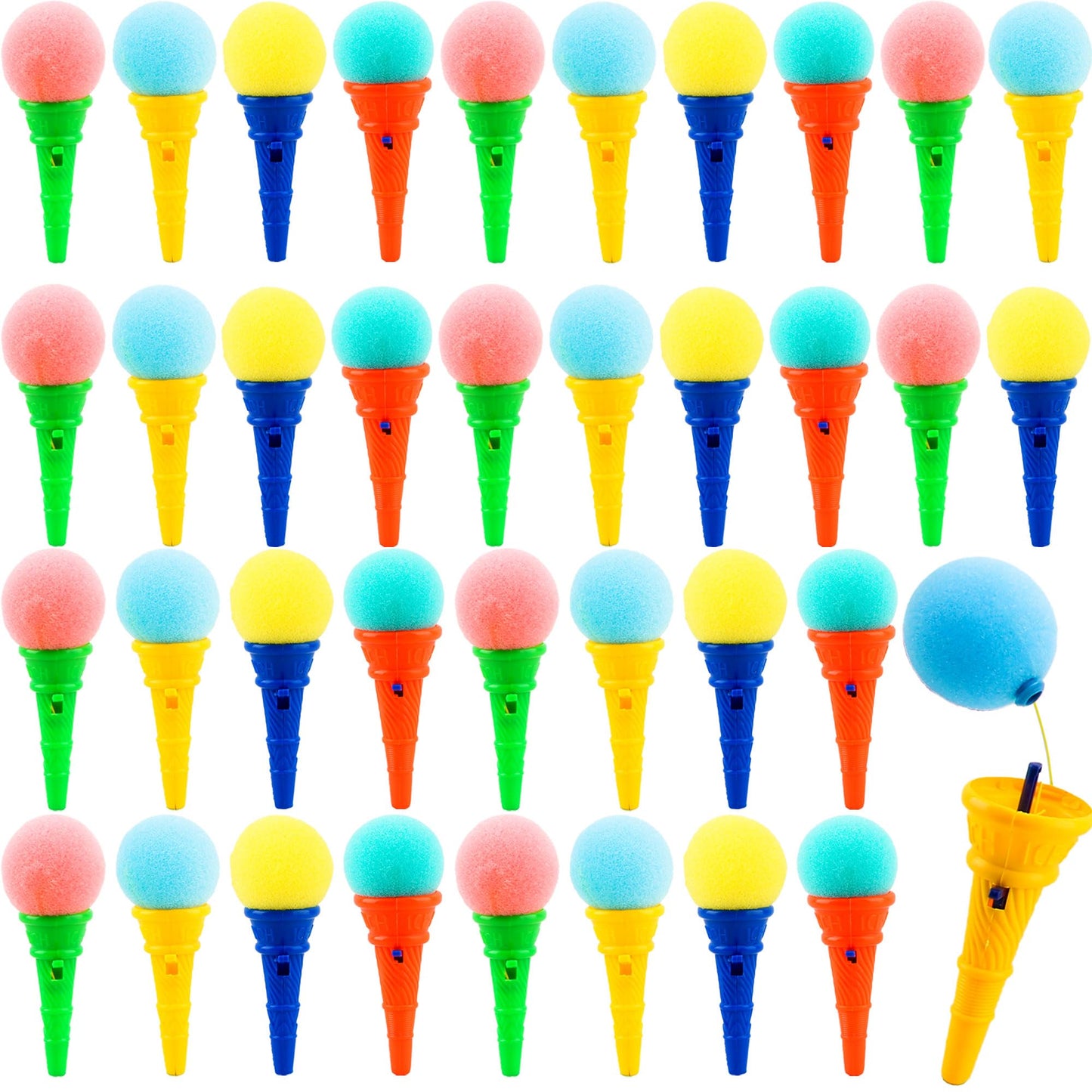 Cagemoga 40 Pcs Ice Cream Shooters Toy 4 Inch Ice Cream Cone Foam Ball Launcher Toy for Kids Birthday Party Favors Carnival Prizes Goody Bag Fillers
