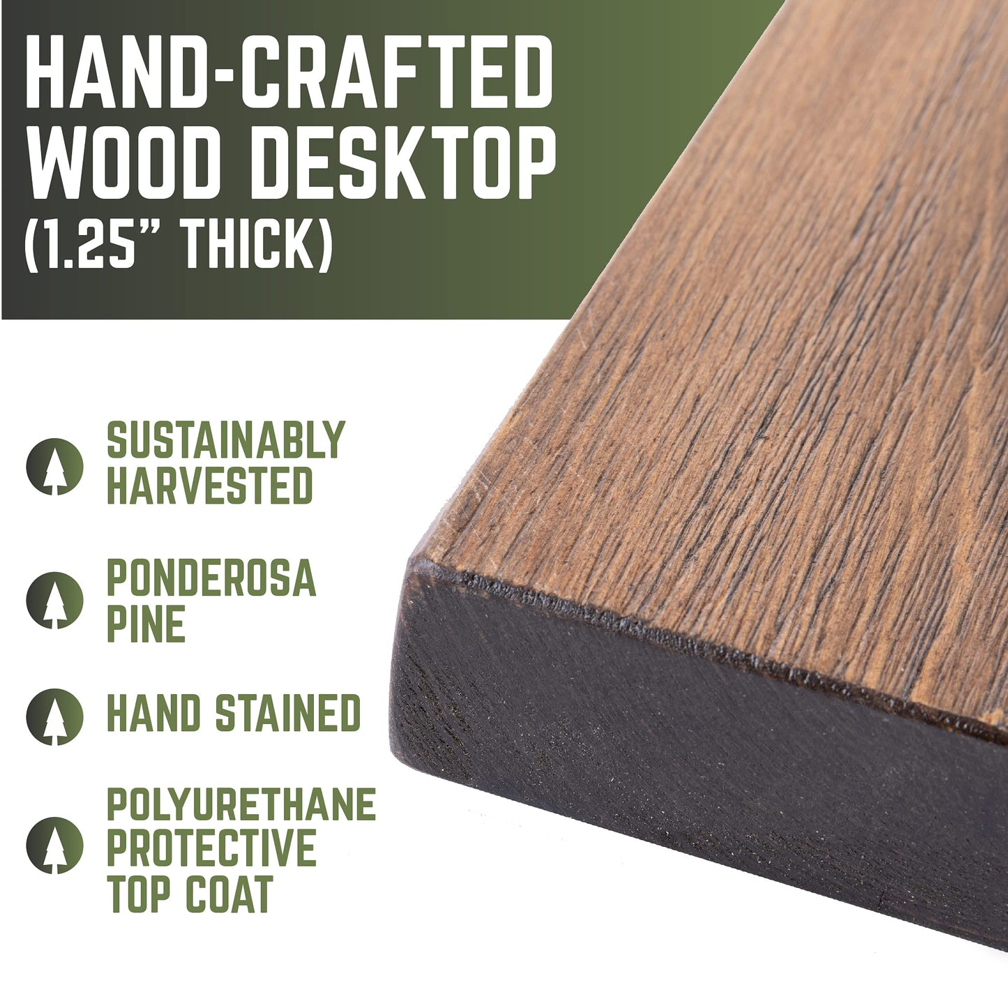 Restore by Pipe DÉCOR Solid Wood Office Desk Top, Reclaimed Ponderosa Pine Wood in Trail Brown, 48 in. x 24 in. x 1.25 in.