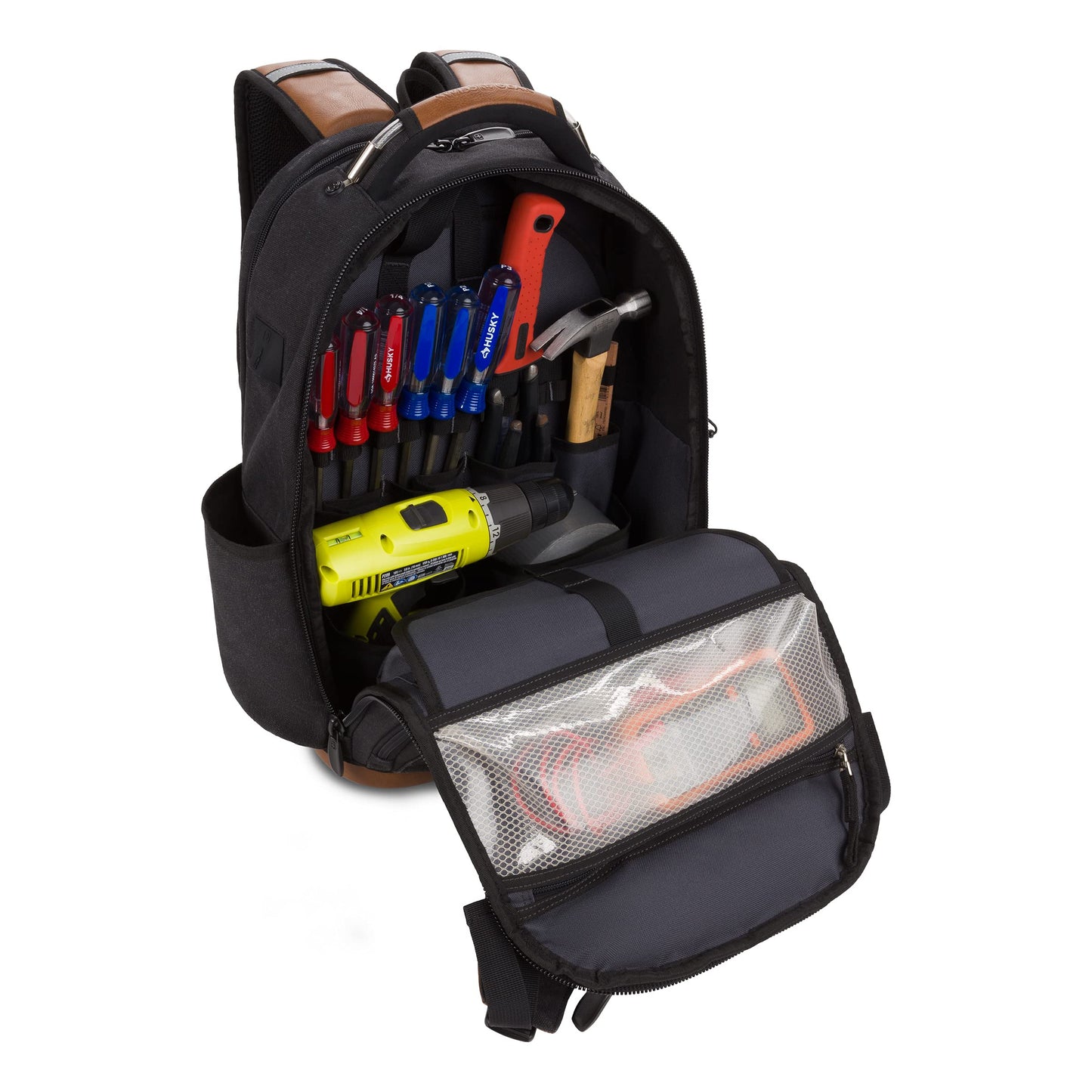 SwissGear Tool Bag Backpack, Fits Up to 17-Inch Laptop, Work Pack PRO, Black/Brown Canvas