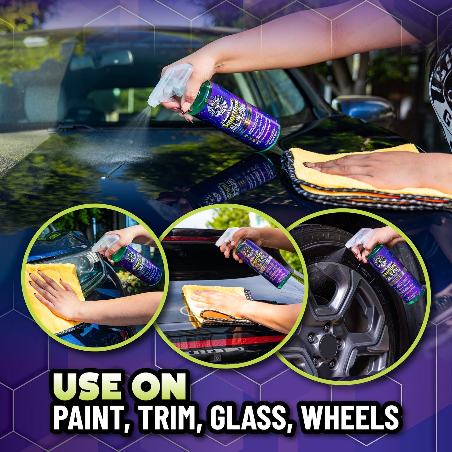 Chemical Guys Raging Rhino Waterless Car Wash And Quick Detailer Spray And Wipe Exterior Cleaner 2 Pack (20 Oz Each) With 6 Premium Microfiber Towels