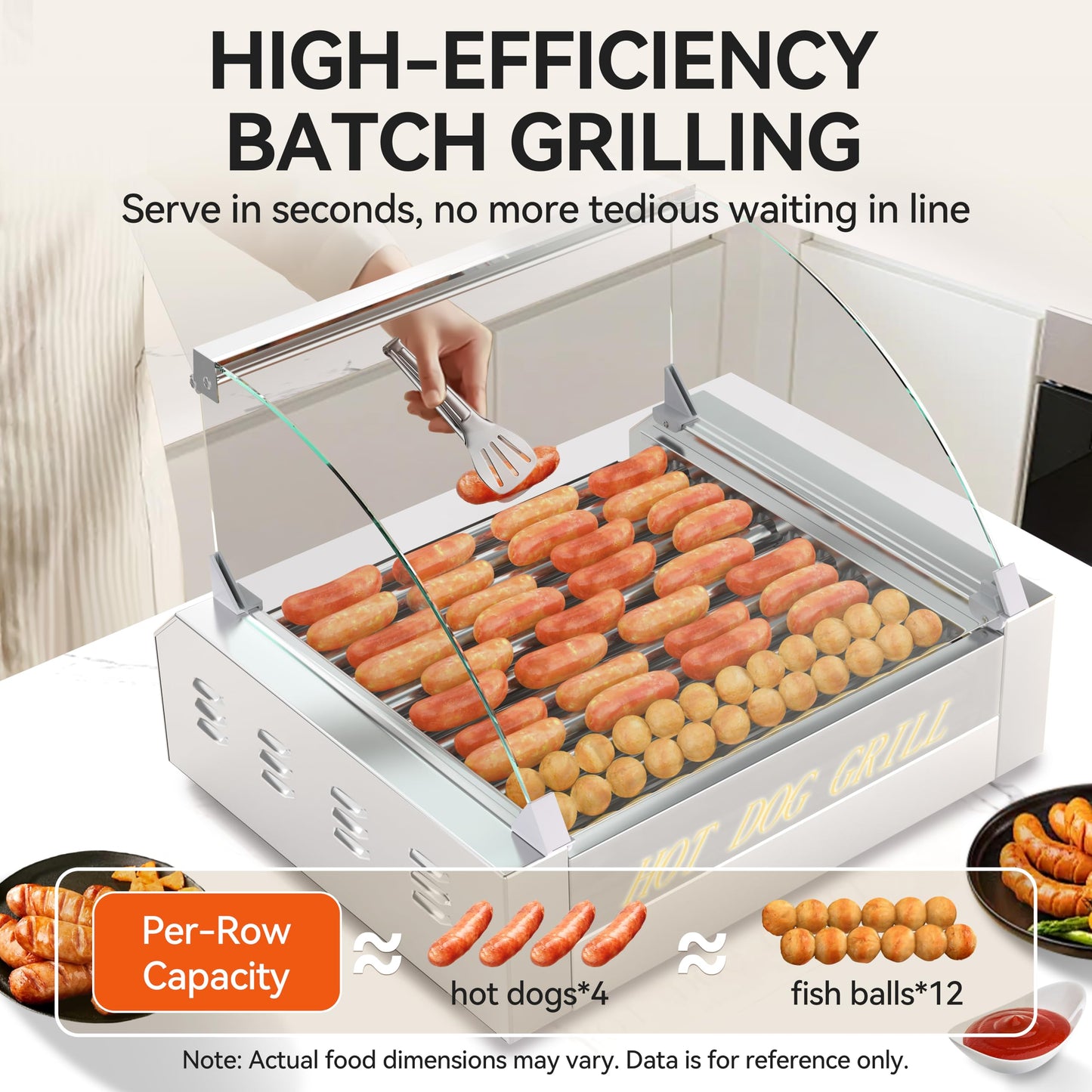 Commercial Hot Dog Roller 11 Rollers, 304 Stainless Steel, Extra Large Capacity, Fast Heating Electric Hot Dog Cooker, for Restaurant & Concession Stand
