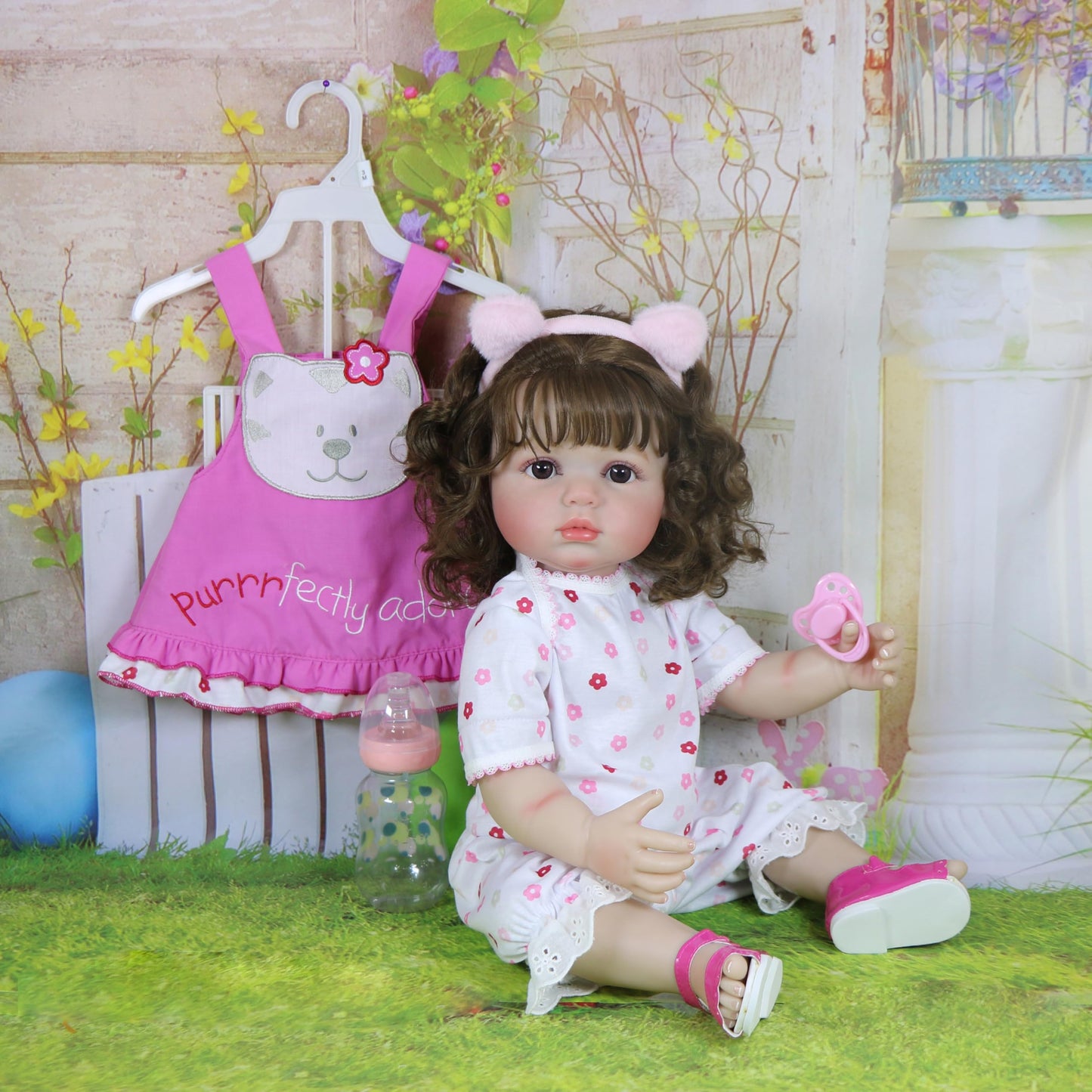 Purrfect Kitty Playtime Baby Doll – 22” Lifelike Reborn Toddler Doll with Hand-Painted Face, Rooted Hair, Cat-Themed Outfit & Accessories – Realistic Pretend Play Gift for Kids Ages 3+