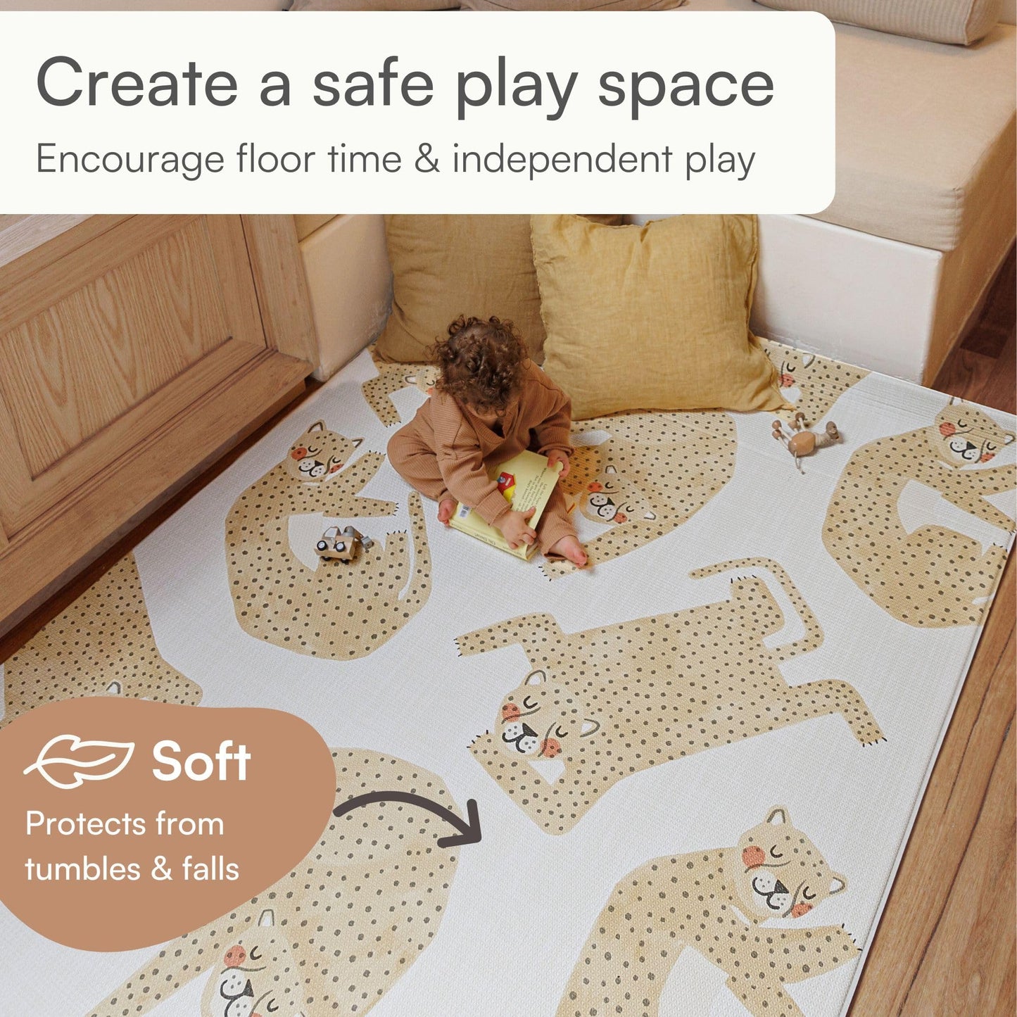Lillefolk Reversible Baby Play Mat – Large 6.9ft x 4.6ft Foam Floor Mat for Babies & Toddlers – Stylish Non-Toxic Crawling Mat, Tummy Time Mat & Playroom Rug