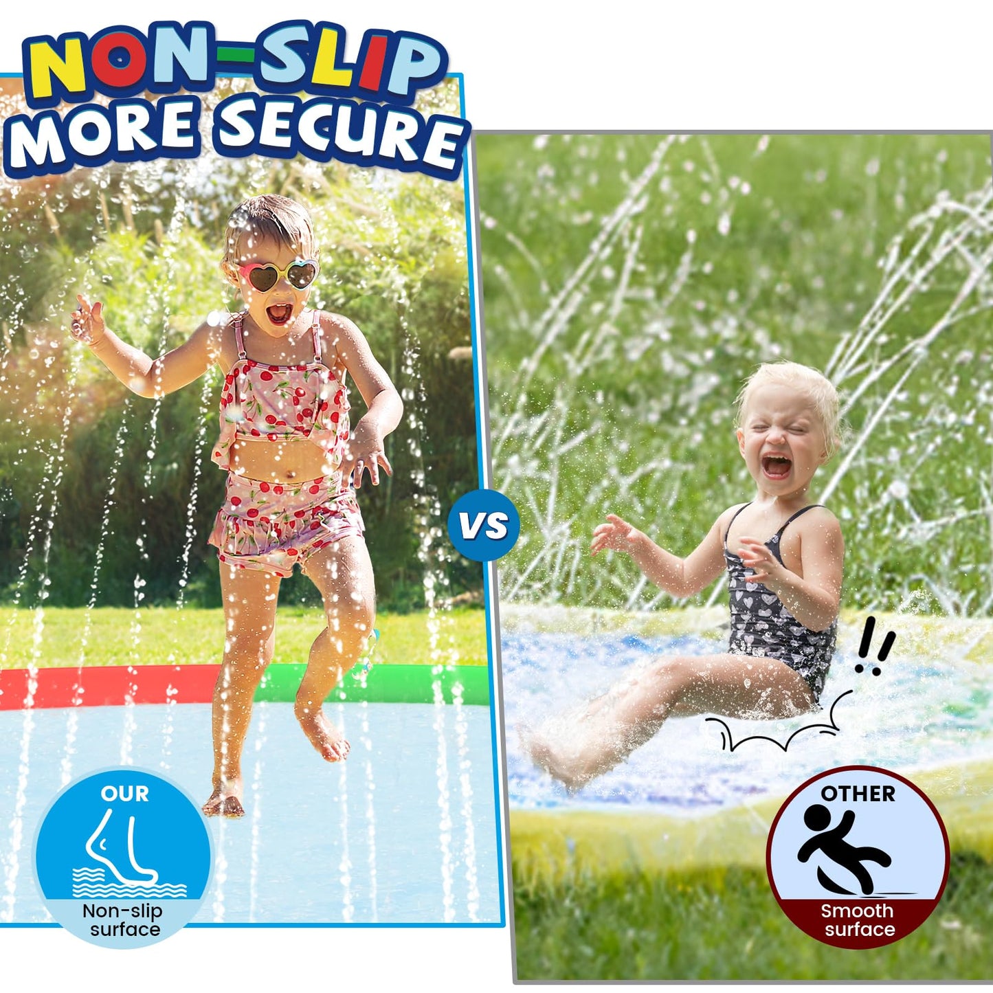 ODOSOLA 13 FT Large Splash Pad for Kids Ages 4-8, Non-Slip Baby Splash Pads for Toddlers, Oversized Kids Sprinklers for Yard, Heavy Duty Kid Pools Water Toys for Outdoor Family, Friends Summer Fun