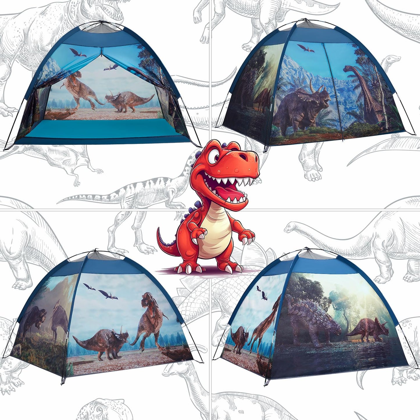 Mnagant Dinosaur Kids Play Tent-61”x61”x45”Realistic Dinosaur Kids Tent Indoor & Outdoor, Pop Up Play House for Kid, Boys & Girls Age 3-12