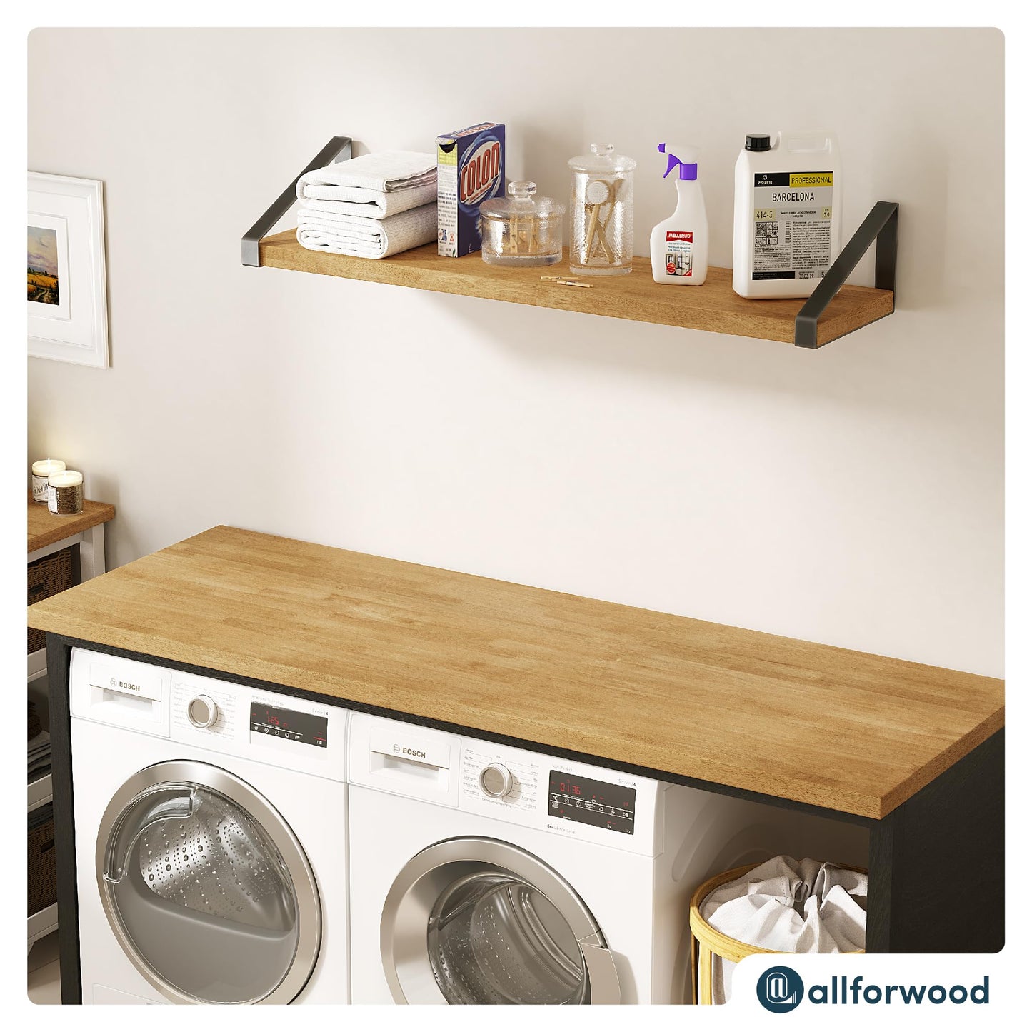 AllForWood 72''L x 25''W x 1.5''Th Birch Premium Solid Wood Butcher Block Countertop, Butcher Block Table Top for DIY Washer Dryer/Island/Kitchen Countertop (Unfinished)