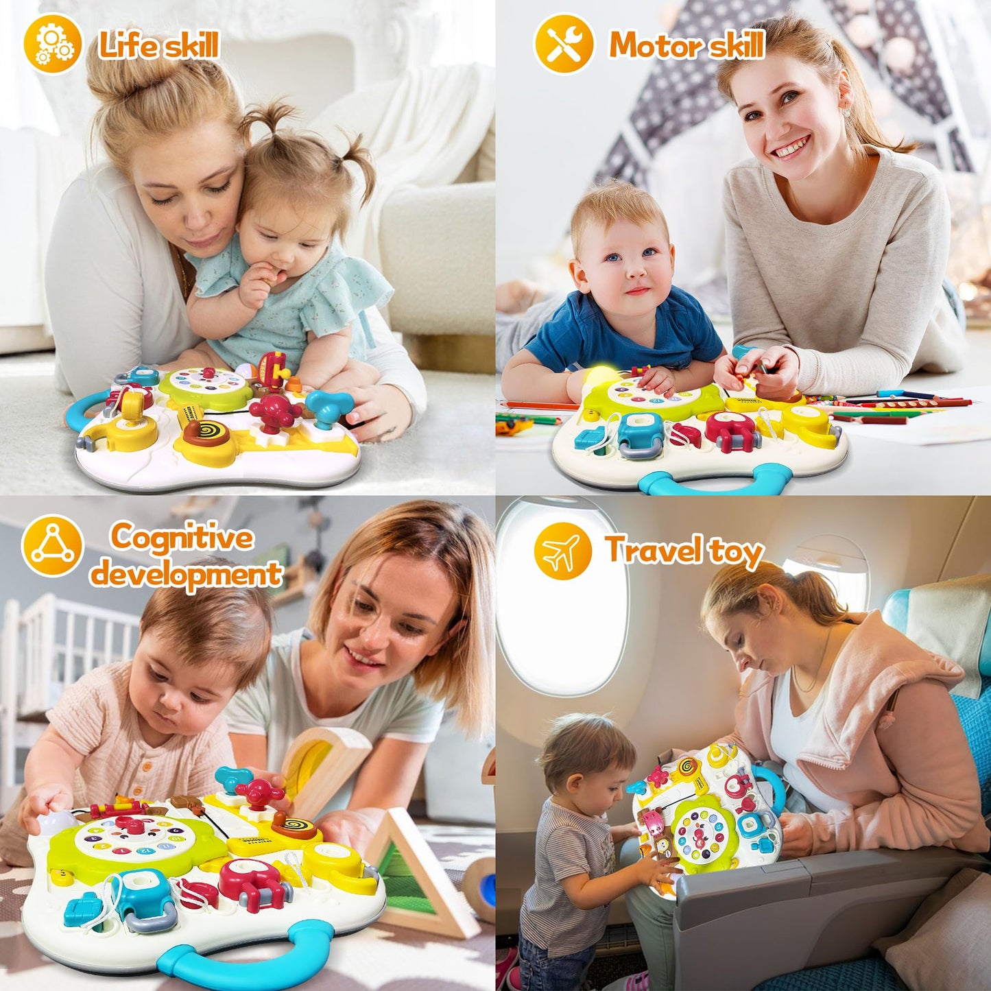 ROHSCE Montessori Busy Board Sensory Toys for Toddlers 1-3, Activity Music & LED Light Up Montessori Toys for 2+ Year Old, Travel Toys for 2 Year Old Boys & Girls, 2025