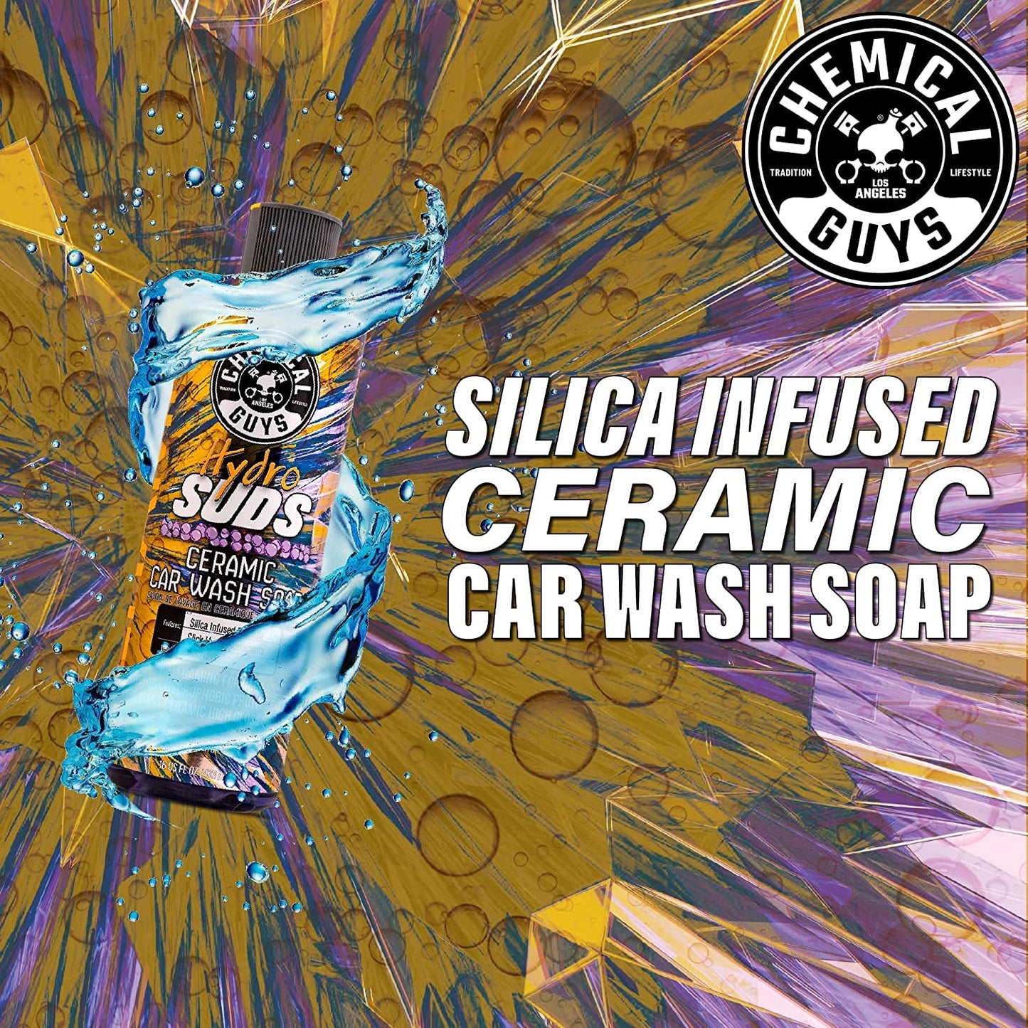 Chemical Guys EQP368 TORQ Professional Snow Foam Cannon Car Wash Snow Foamer + HydroSuds Ceramic SiO2 Foaming Car Wash Soap 16 fl oz (Safe for Cars, Trucks, & More) Works with Pressure Washer