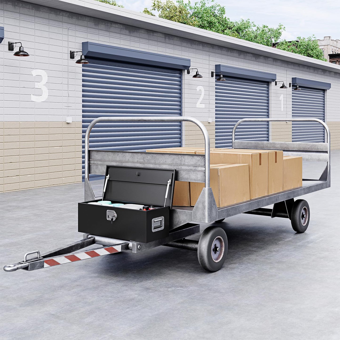 Yizosh 30 Inch Steel Heavy Duty Truck Bed Tool Box, Trailer Tongue Tool Box with Lock and Keys, Tool Box for Storage, Utility Trailer Tool Box for Truck, Pickup, RV, Trailer