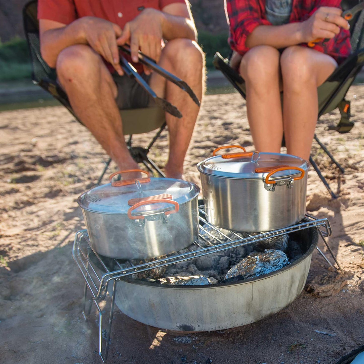 GSI Outdoors Glacier Stainless Camper 4 Person Packable Cookware & Dinnerware Set for Camping or Backpacking