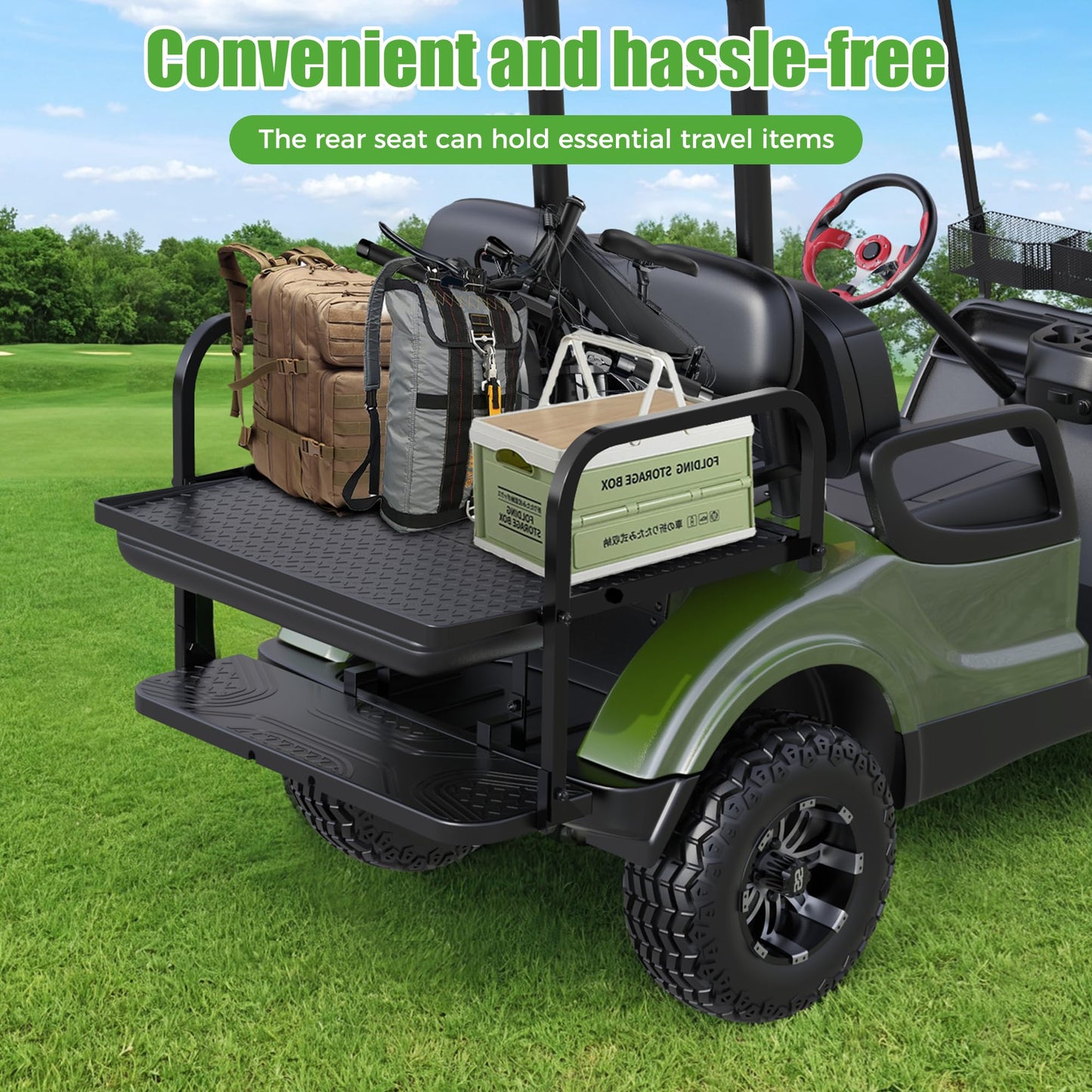 10L0L Golf Cart Rear Flip Folding Seat Kit for Yamaha G29 - UV-Resistant, Durable