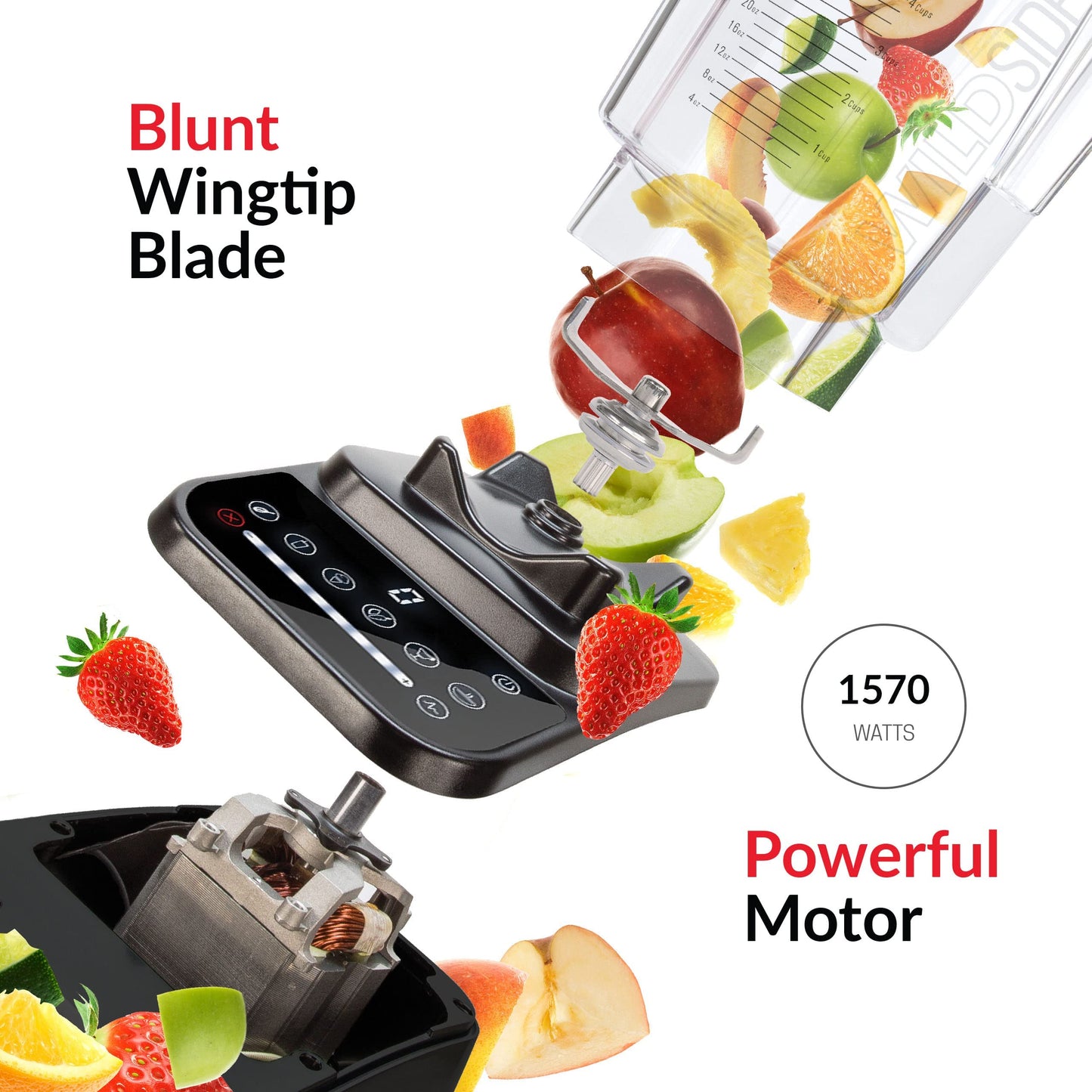 Blendtec Designer Series Blender with 90 oz WildSide+ Jar and 34 oz GO Travel Bottle - Kitchen Blender Bundle - Black