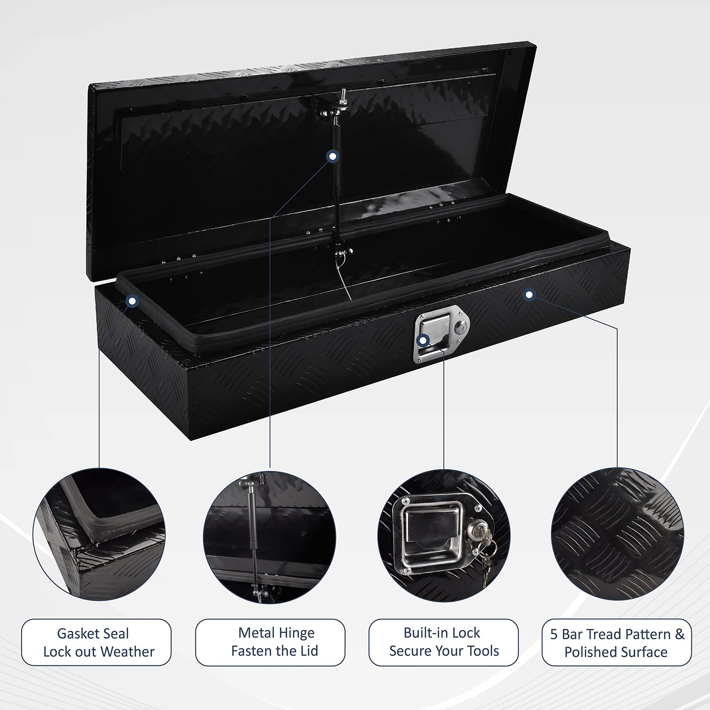 BATONECO 34.5 Inch Aluminum Tool Box, Truck Bed Tool Box with Lock and 2 Keys,Tool Storage Box for Truck,Trailer,Pickup,ATV,RV,34.5"X12.75"X6.4",Black
