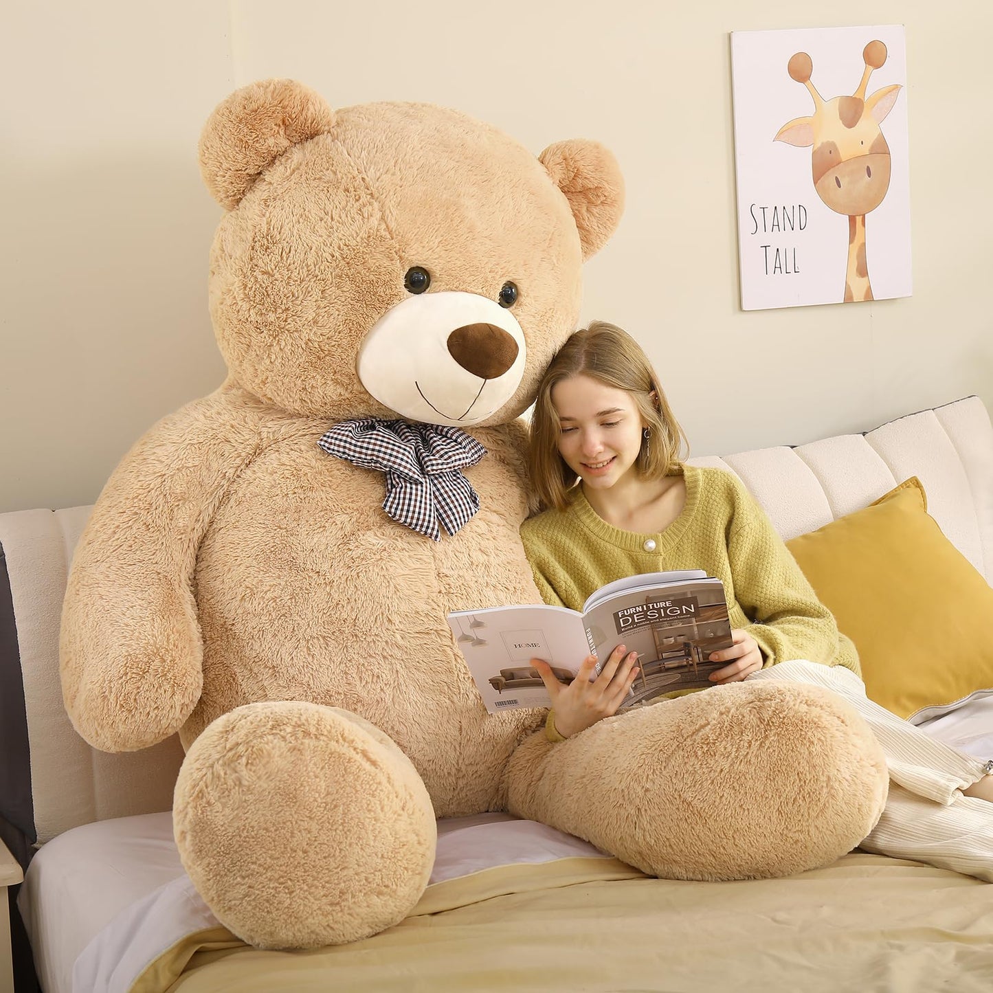 Toys Studio Giant Teddy Bear, 70.8 Inch Big Brown Stuffed Animal Life Size Plush Bear Toy Gift for Girlfriend Kids Christmas Birthday Valentines Day