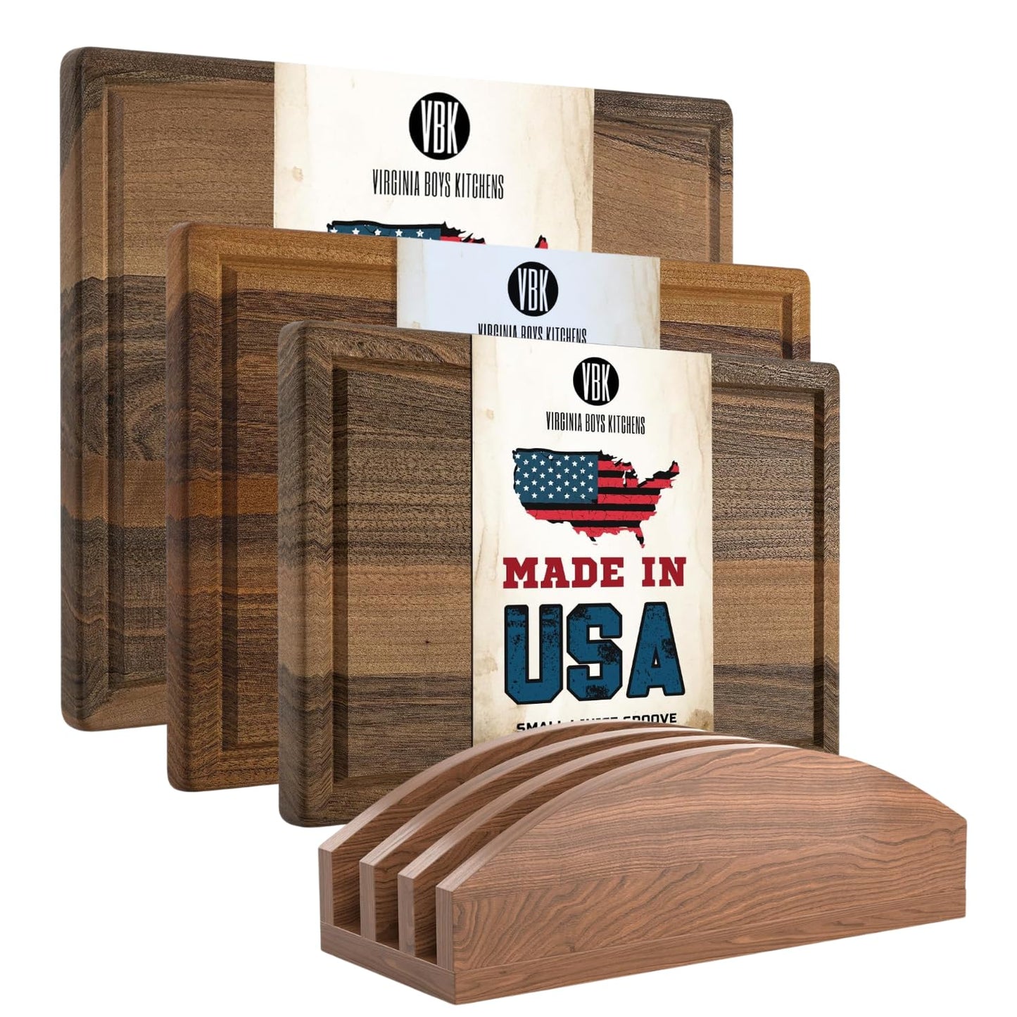 Virginia Boys Kitchens Medium Walnut + Large Walnut + Small Walnut + Cutting Board Holder
