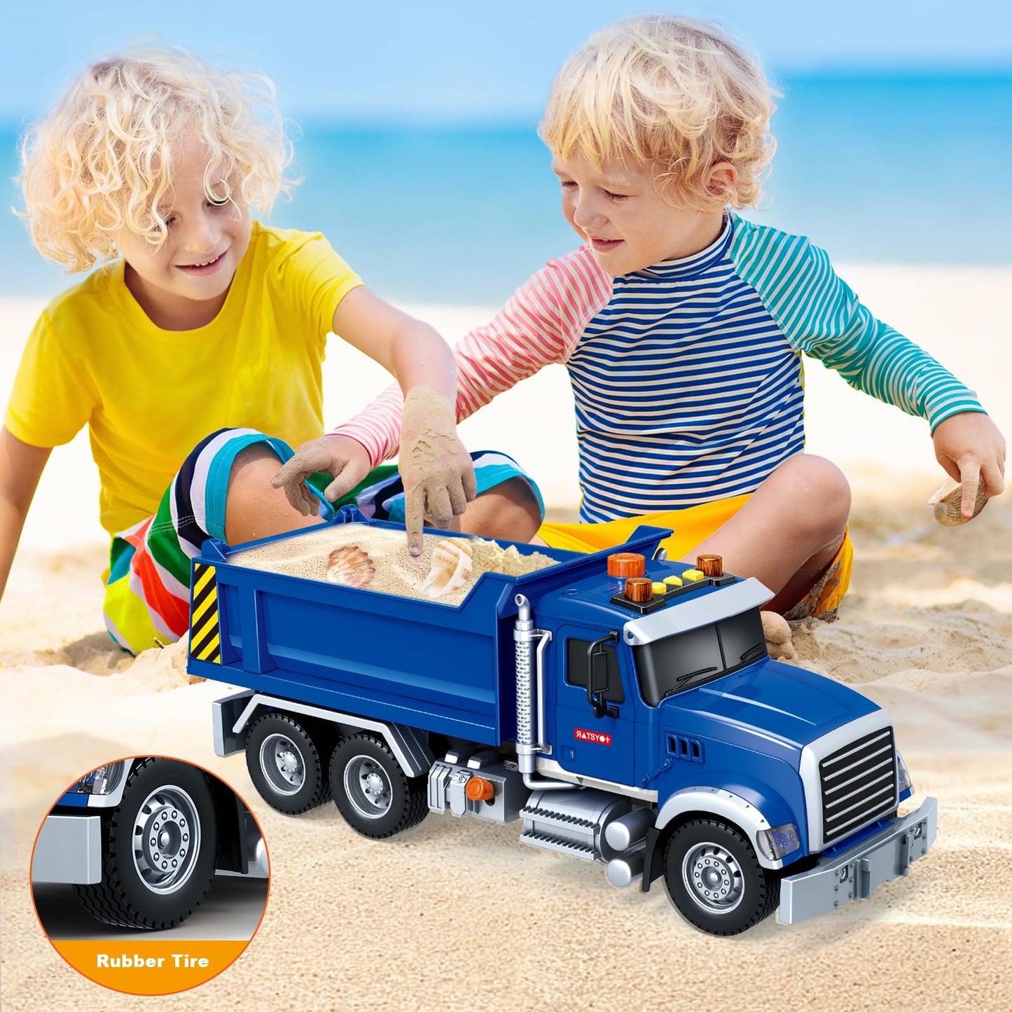 SpringFlower Large Dump Truck Toy for 3 4 5 6 7 Years Old Boy, Truck Toy with Sound and Light, Kids Toddlers Birthday Gifts for Boys & Girls,for Indoor & Outdoor