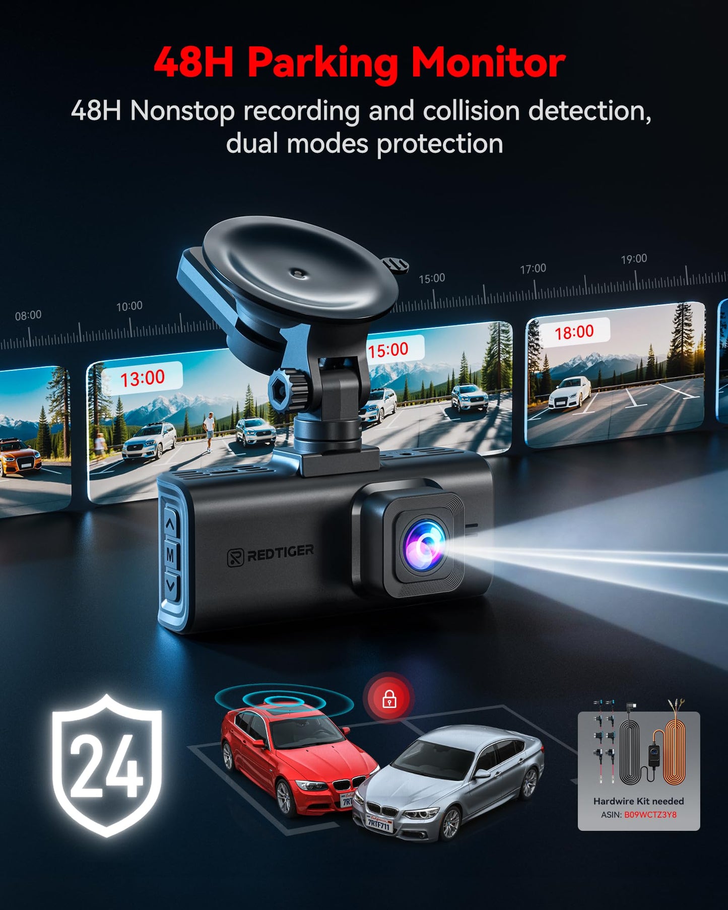 REDTIGER 4K STARVIS 2 Dash Cam Front and Rear, 5GHz WiFi 20MB/s Download, 128GB Card Included, Voice Control, Dash Camera for Cars with 3.18" Touch Screen, GPS, Loop Recording, Parking Mode(F7N Touch)
