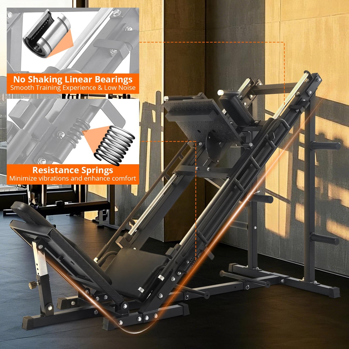 Leg Press Hack Squat Machine, Adjustable Leg Press Machine for Home Gym with Linear Bearing, Specialty Hack Squat Machine for Full Lower Body Workout with Weight Storage Posts