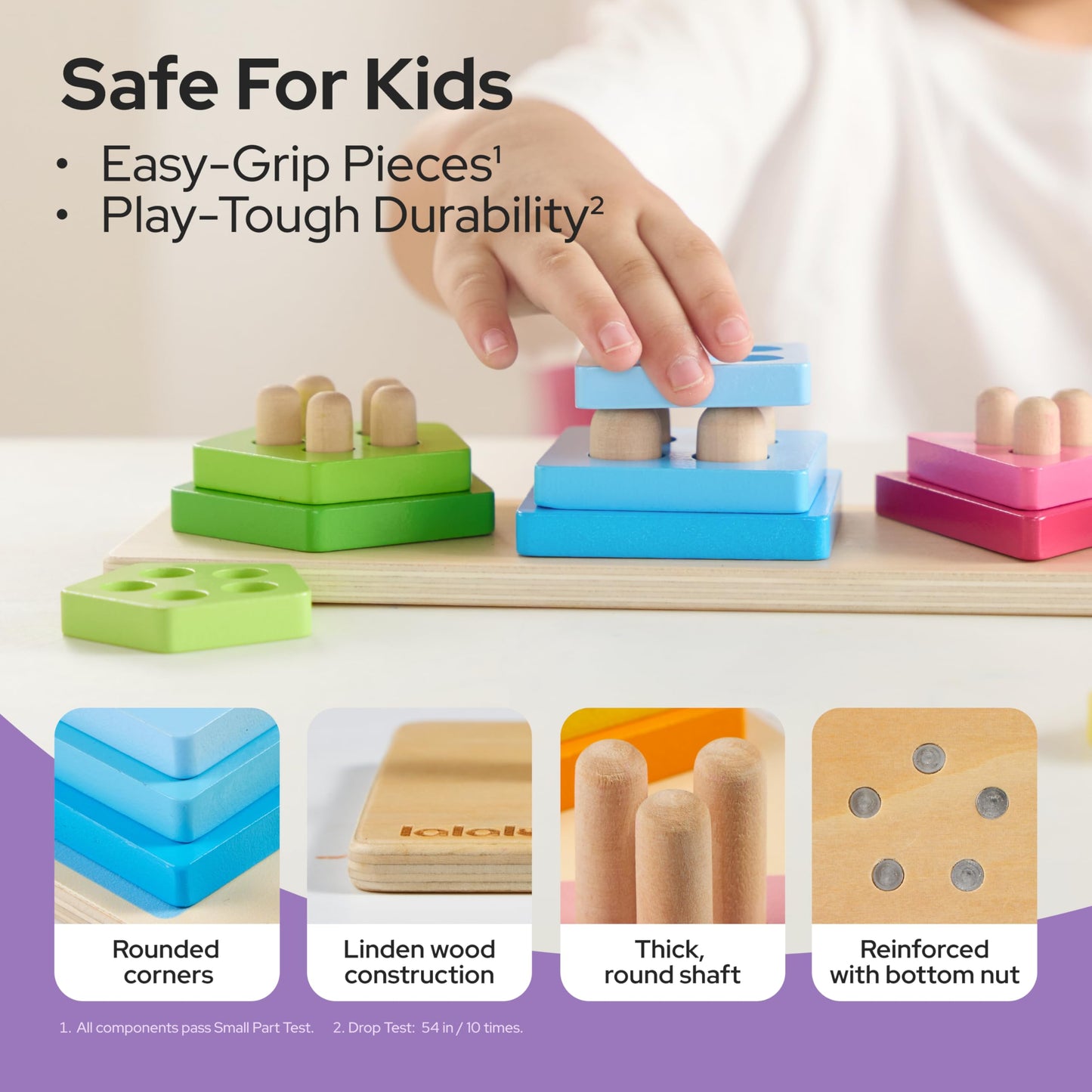 lalalark Montessori Toys for 1 2 3 Year Old Boy Girl, Wooden Sorting & Stacking Toys, Shape Sorter Baby Toy, Tactile & Sound Wooden Chunky Puzzles for Baby 2-4, Musical Farm Animal Toys
