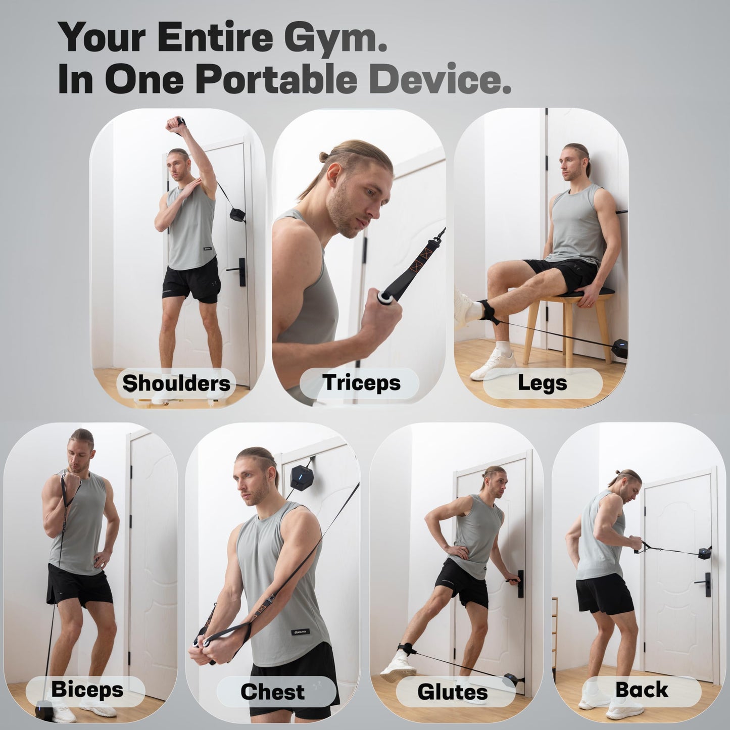 Tensial Smart Home Gym - Portable Home Gym Equipment with Digital Resistance 7-66 lbs | Single Motor Electronic Cable Machine for Strength Training | Compact Motorized Adjustable Weight Fitness System