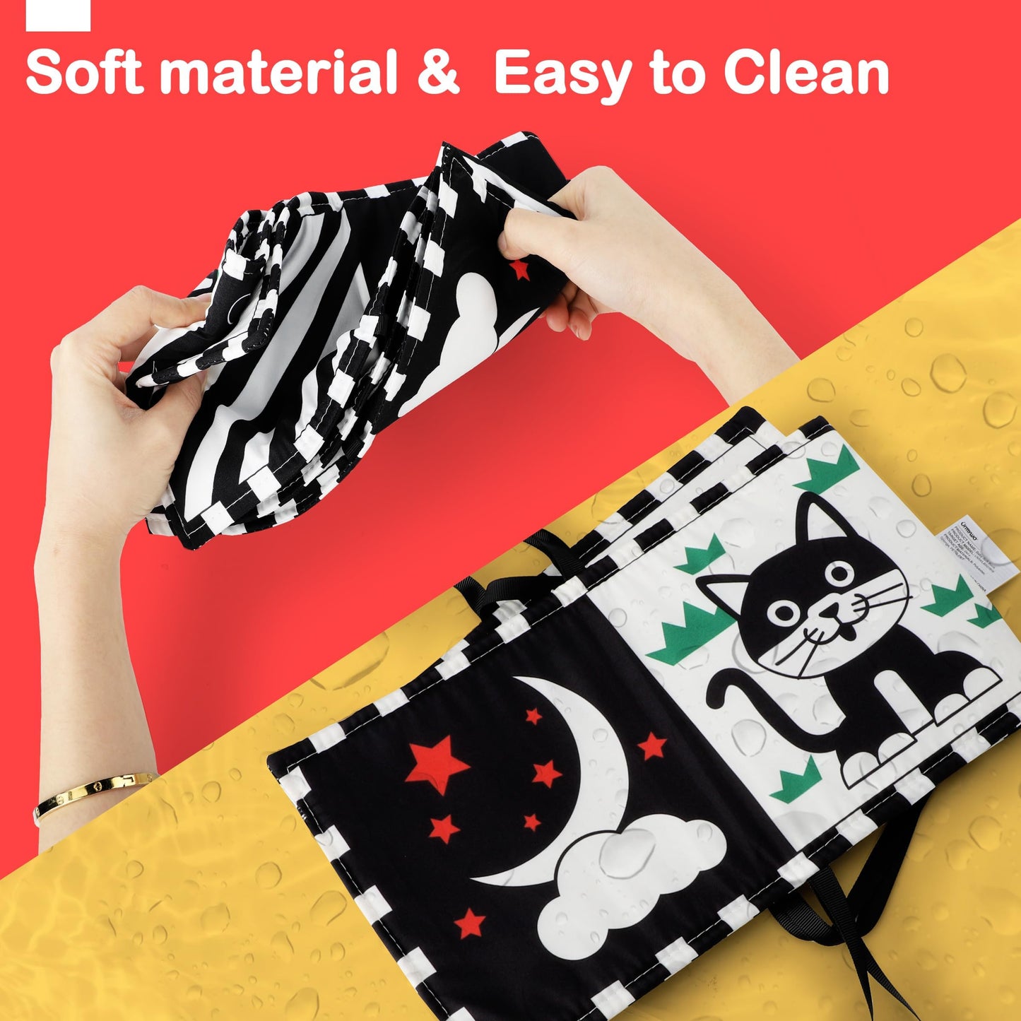 URMYWO Black and White Baby Toy, Tummy Time High Contrast Newborn Toys 0-3 Months, Soft Baby Book, Visual Stimulation Montessori Sensory Infant Toys 0-6-12 Months, Boy Girl Shower Gift