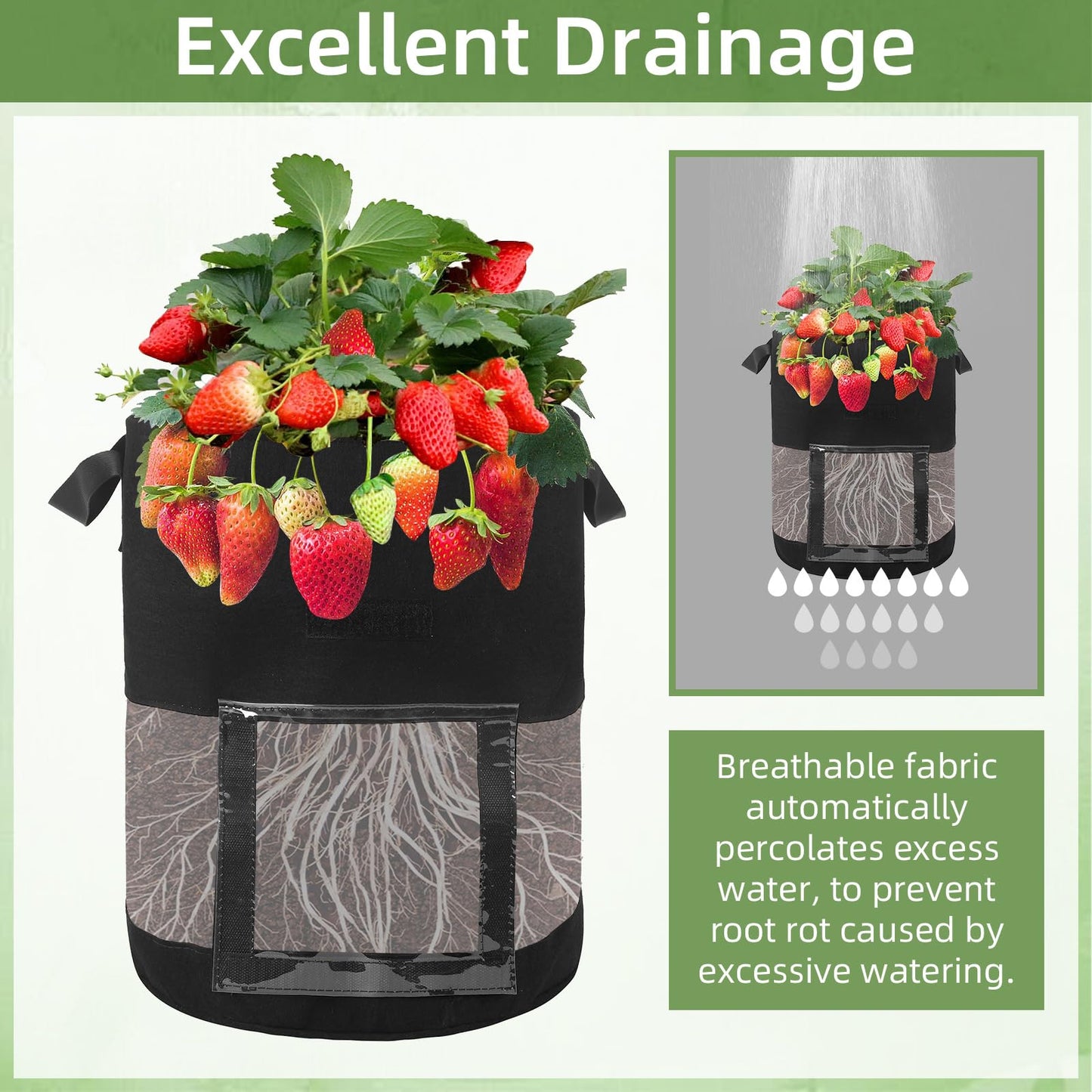 6 Pack 15 Gallon Visible Potato Grow Bags, Thickened Nonwoven Fabric Pots Potato Growing Containers with Handles & Visible Flap, Plant Grow Bags for Growing Potatoes, Tomatoes, Flowers, and Vegetables