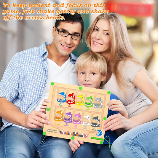 DUKVSG Magnetic Color & Number Maze, Montessori Counting Matching Toys, Wooden Magnet Maze Board Game, Montessori Fine Motor Skills Toys for 3 4 5 Years Old Preschool Learning Activities
