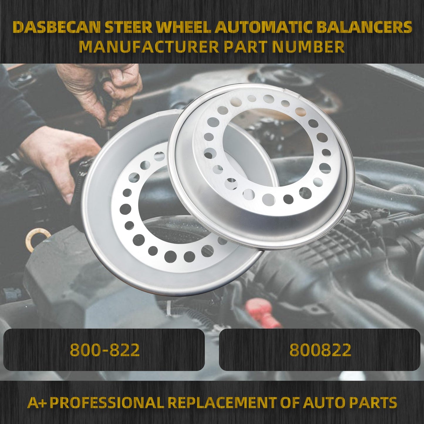 Dasbecan 2 Pcs Auto Steer Wheel Automatic Balancers Compatible with 22.5-24.5" Wheel, Centramatic Aluminum Wheel Balancers, Replace# 800-822