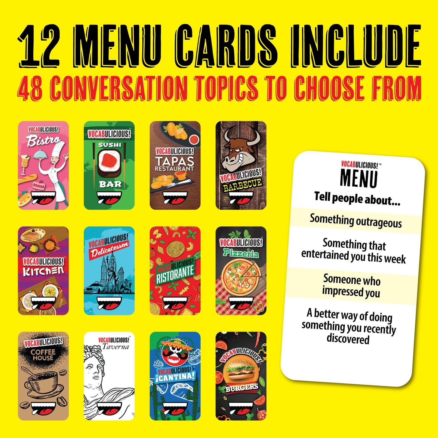 Semper Smart Games VOCABULICIOUS! The Vocabulary, Word and Conversation Game That Makes Mealtime More Meaningful.