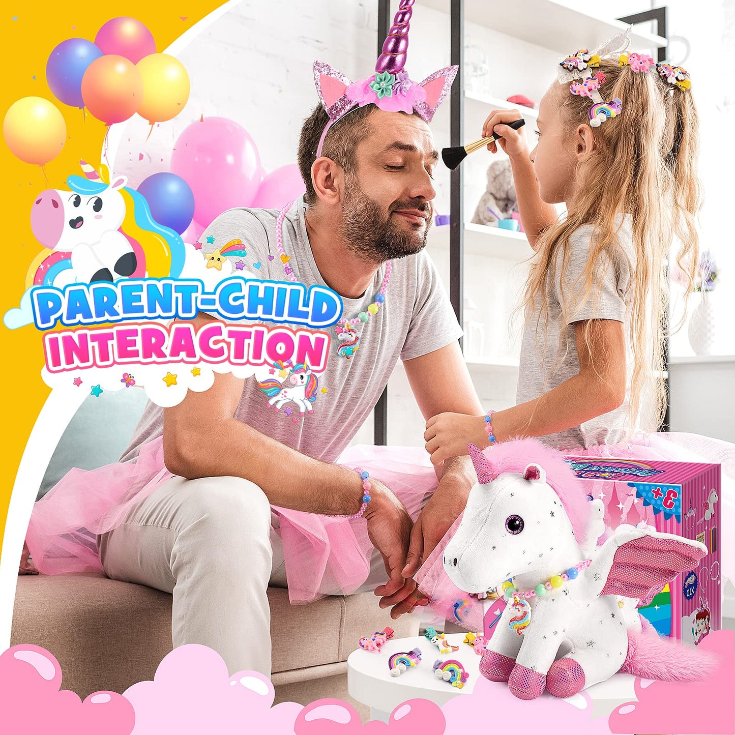 21-Piece Unicorn Gift Set for Girls Ages 3-8 | Soft Plush Stuffed Animals & Dress-Up Accessories Bundle | Idea Birthday Gifts, Christmas Presents, Party Favor for Kids Toddler Girls