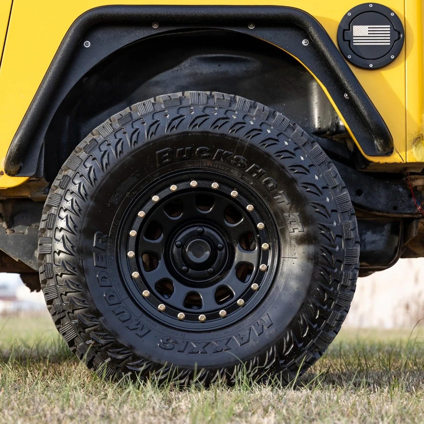 Rough Country 15x10 Black Steel Simulated Beadlock Wheel - 5x4.5, 39mm Offset, 3.30 Bore, Heavy-Duty Off-Road Rim for Trucks, Jeeps & SUVs