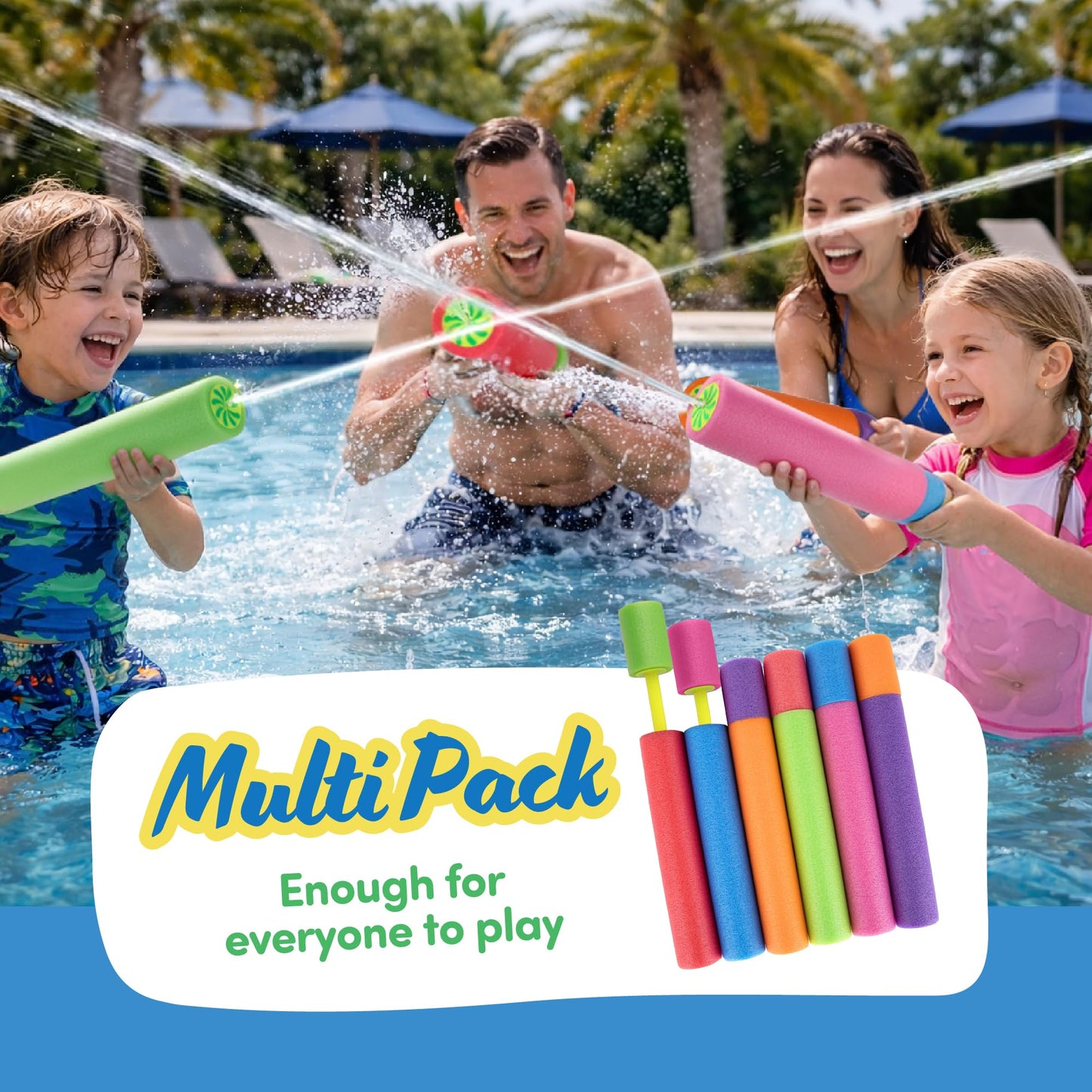 ArtCreativity Water Guns for Kids - 6 Pack - Swimming Pool Toys Water Squirter Gun - Fun Foam Water Blaster Fighting Game Toys - Summer Beach Party Outdoor Activities for Kids Ages 4-8, 6-8, 8-12