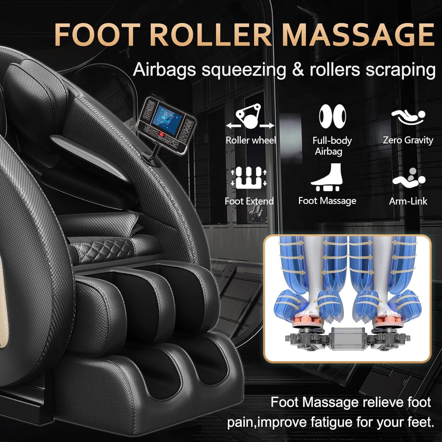 BILITOK Massage Chair Recliner with Zero Gravity with Full Body Air Pressure, Speaker and Blue-Tooth Connection, Easy to Use at Home and in The Office