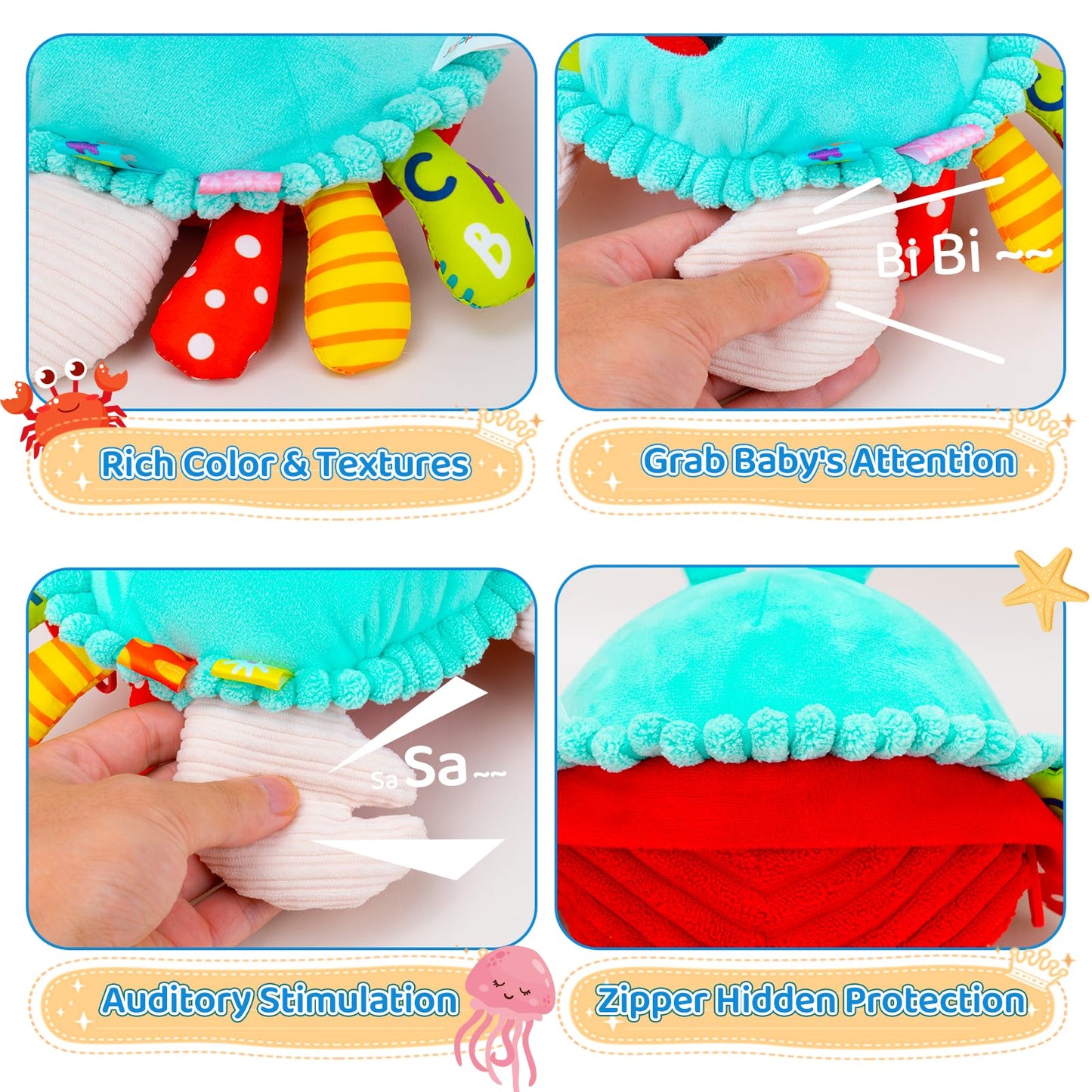 Baby Toys 12-18 Months, Musical Crawling Crab Baby Plush Toy, 50 Songs & Recording Feature, Dancing Bouncing Interactive Baby Sensory Toddler Toys 6-12 Months, Tummy Time Toys for 1 Year Old Gift