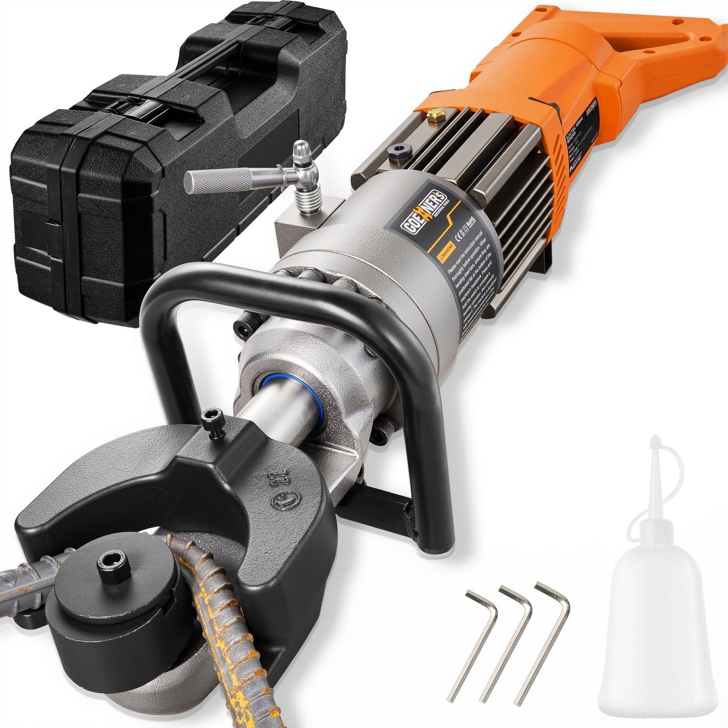Upgraded 1500W Electric Rebar Bender, Portable Hydraulic Rebar Bending Machine up to 1 Inch 25mm #8 Rebar, Bending Angle 0-130°, Handheld Steel Rebar Bender Machine with Pure Copper Motor, 110V
