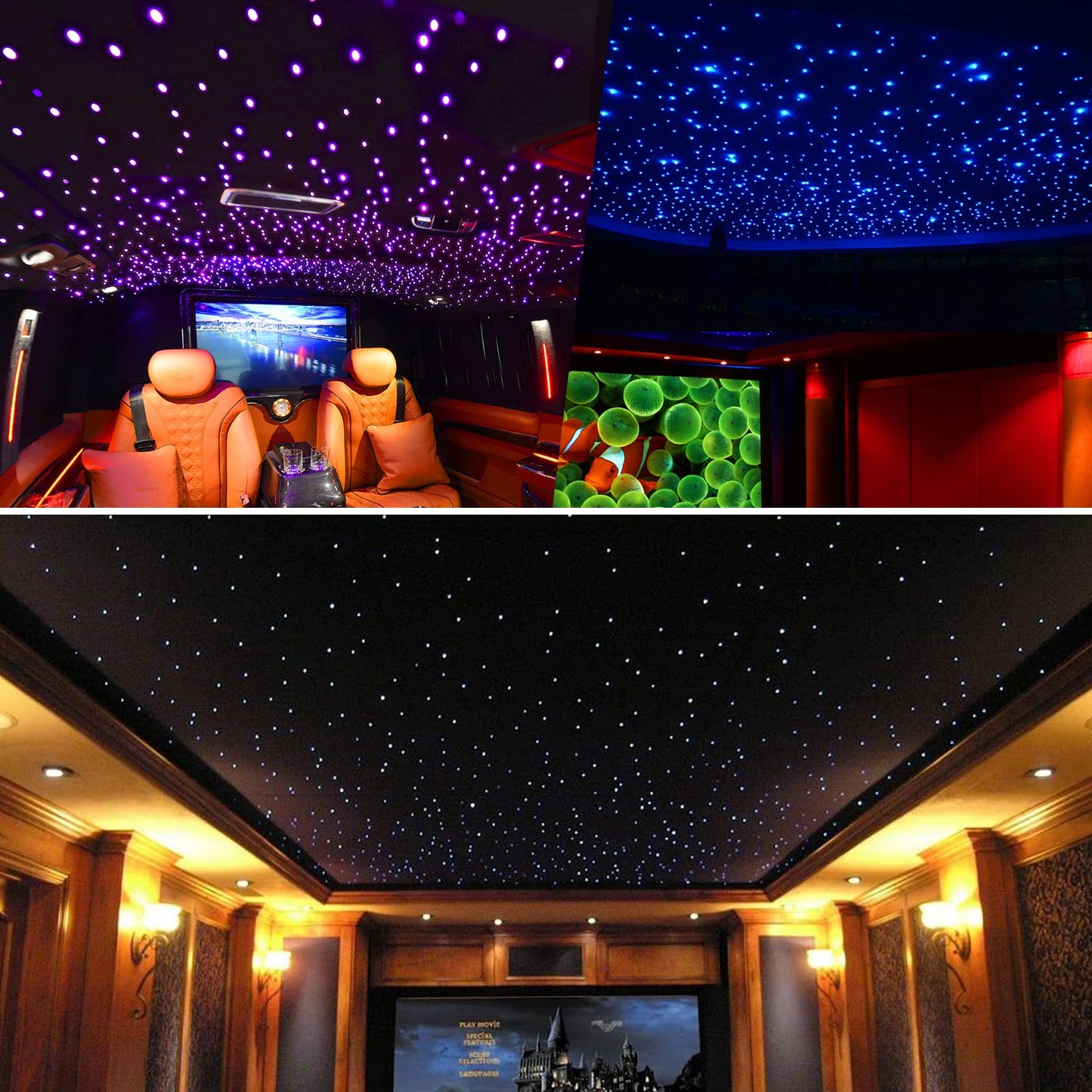 CHINLY Twinkle 650pcs 9.8ft 0.03in Starlight Headliner Fiber Optic Lights kit, Music Mode Bluetooth APP Control Remote, RGBW Star roof Lights for Star Headliner/Home Theater/Pool Ceiling