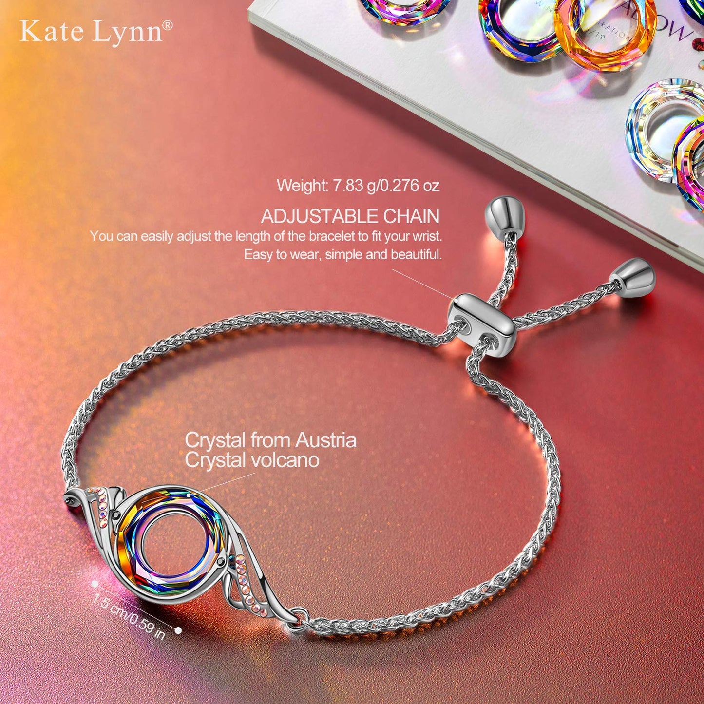 Kate Lynn Phoenix Bracelets Crystal Bracelet for Women Birthday Gifts for Women Christmas Gifts Lucky Bracelet Unique Jewelry for Wife Girlfriend Mom Grandma Daughter Best Friend
