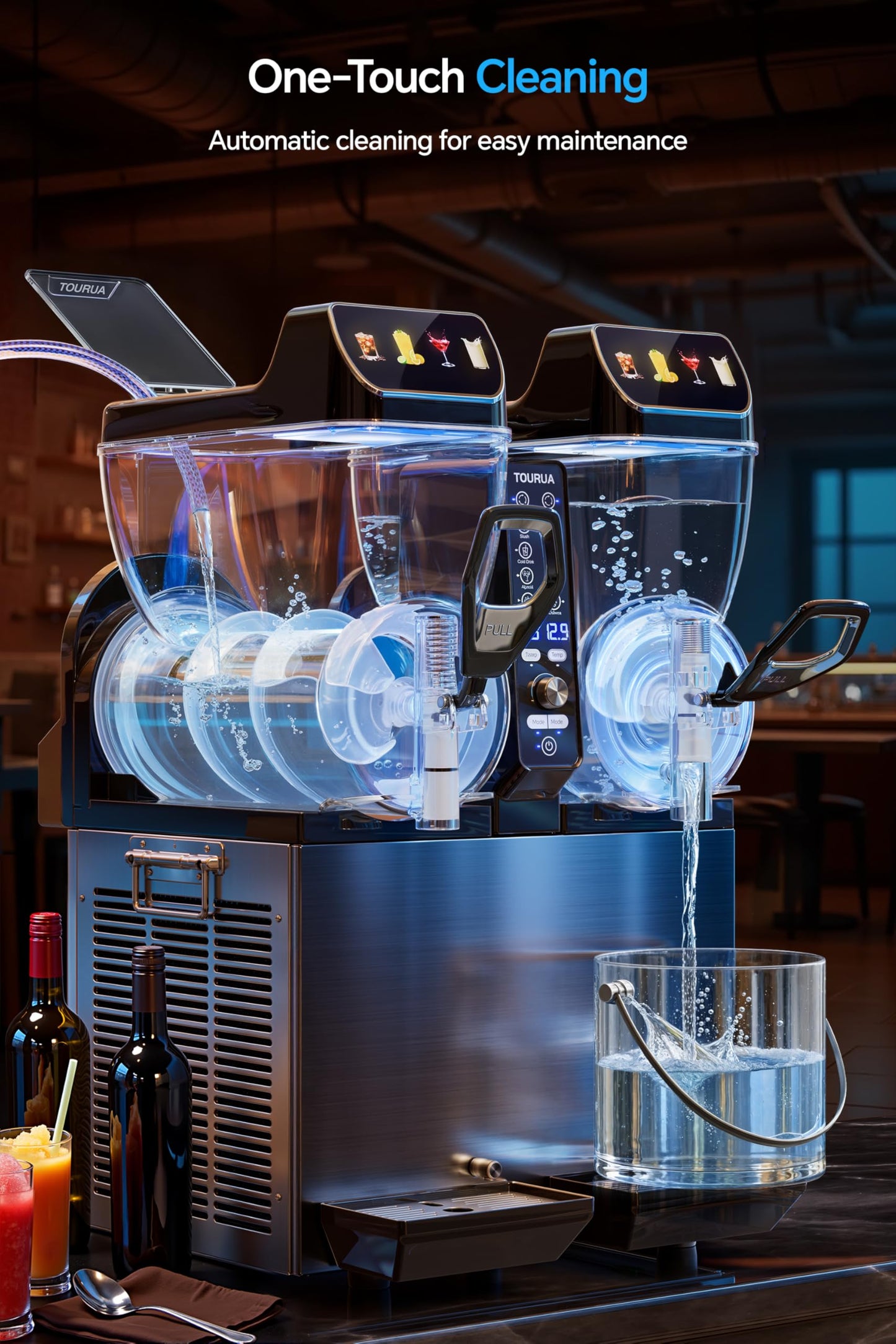 Tourua Commercial Slushie Machine, Margarita Daiquiri Wine Frappe Slush Frozen Drink Machine, 30L