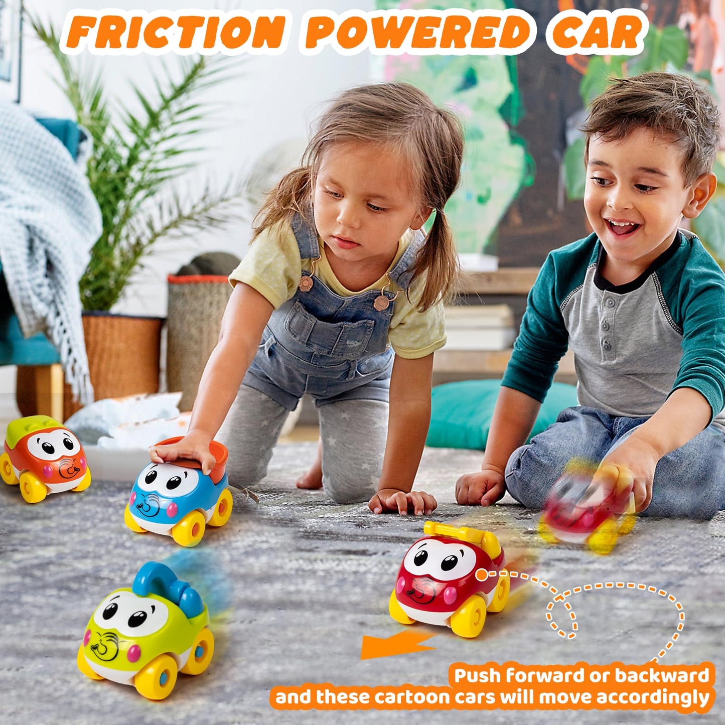 Marstone Toddler Toys for 1 2 Year Old Boys and Girls Gifts: Educational Elephant Slide with 4 Animal Car Toys for Baby 12-18 Months, First Birthday Gifts for Kids, Learning Push Truck Tracks Age 1-2