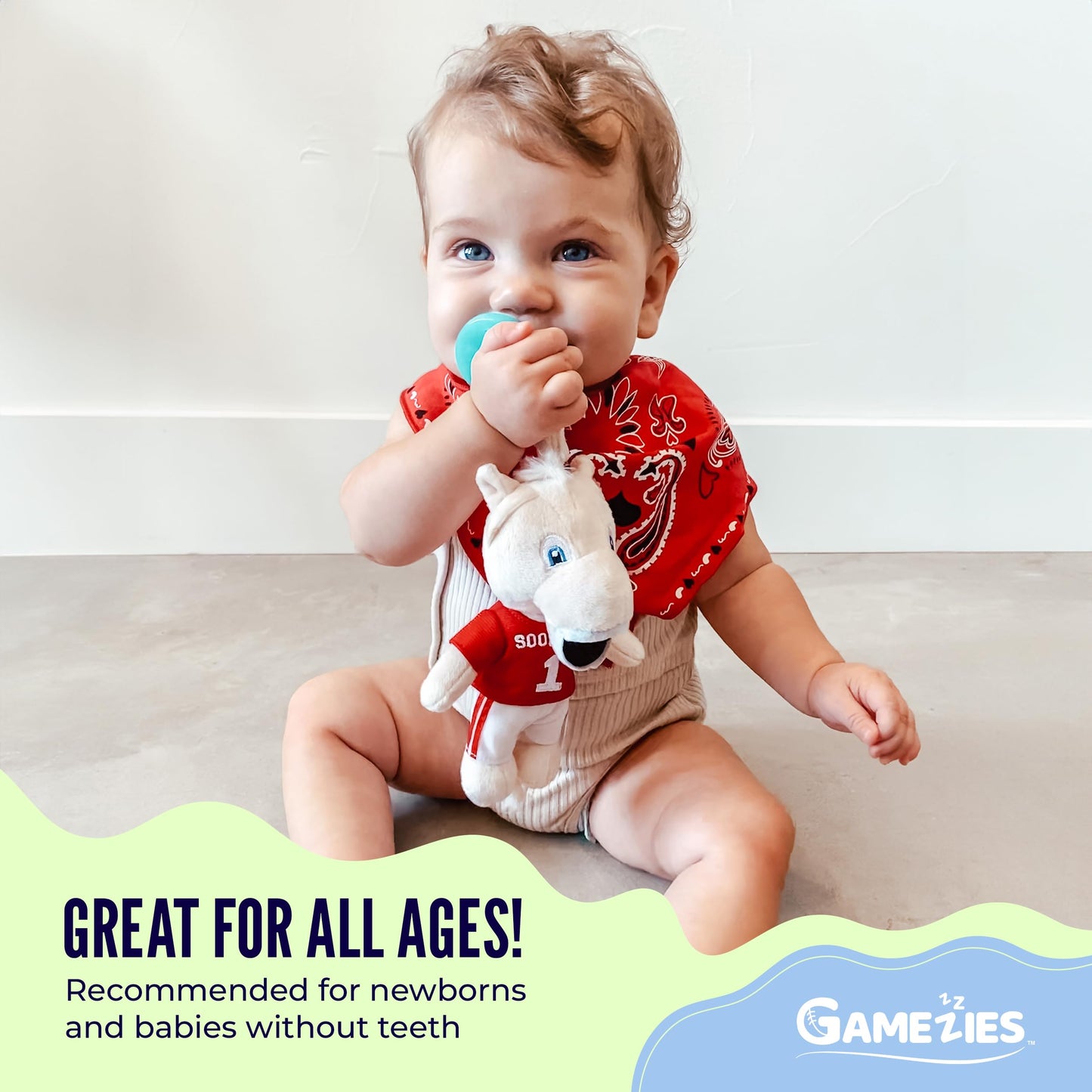 Gamezies Baby Boy and Girl Silicone Guitar Plush Pacifier with Detachable Western Plush Toy Holder, Guita- CPSIA Tested, BPA-Free 0-6 Months